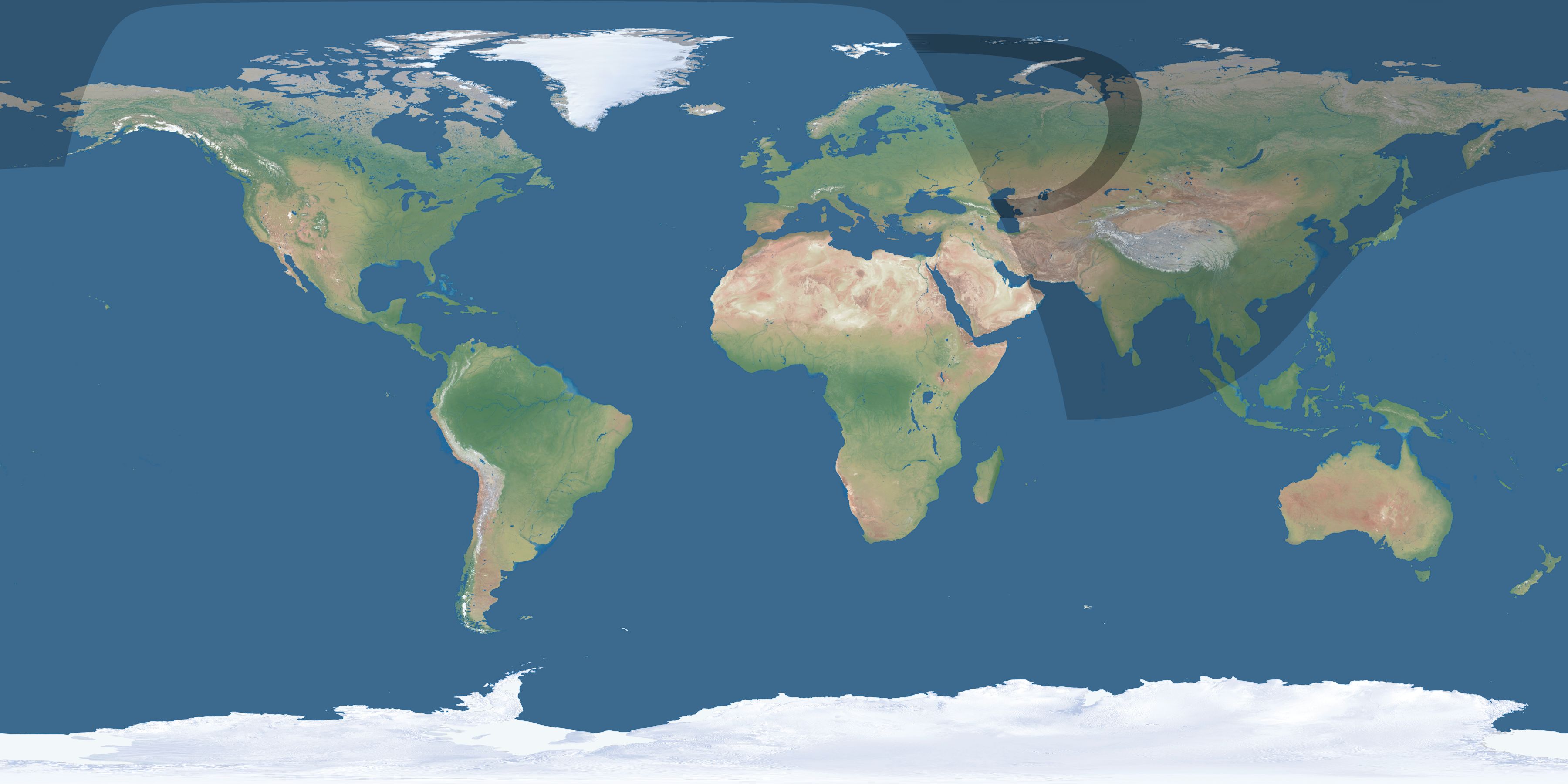 Map of the umbra and penumbra path of the solar eclipse of 03/19/2770