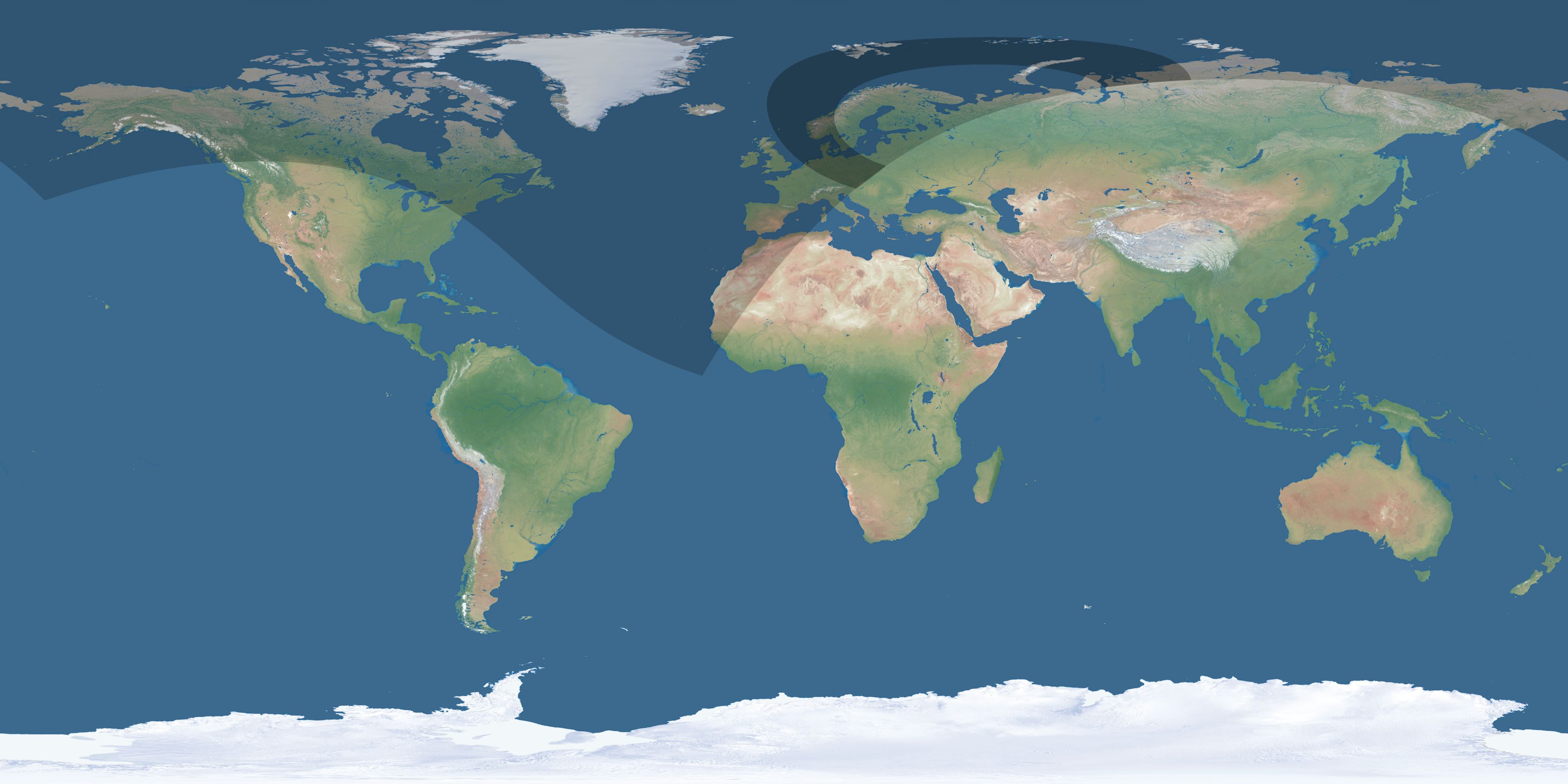 Map of the umbra and penumbra path of the solar eclipse of 08/03/2771
