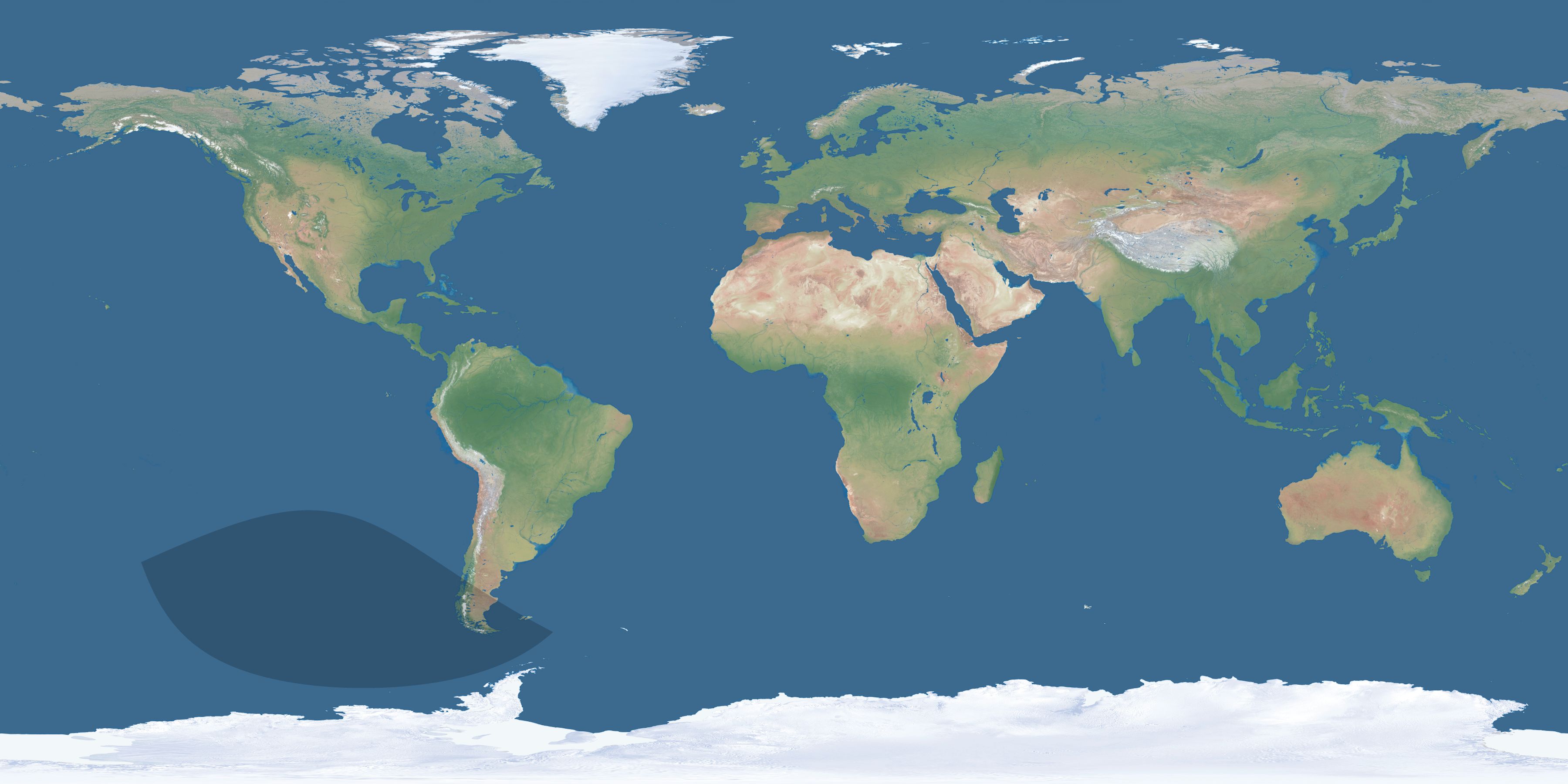 Map of the umbra and penumbra path of the solar eclipse of 07/01/2774