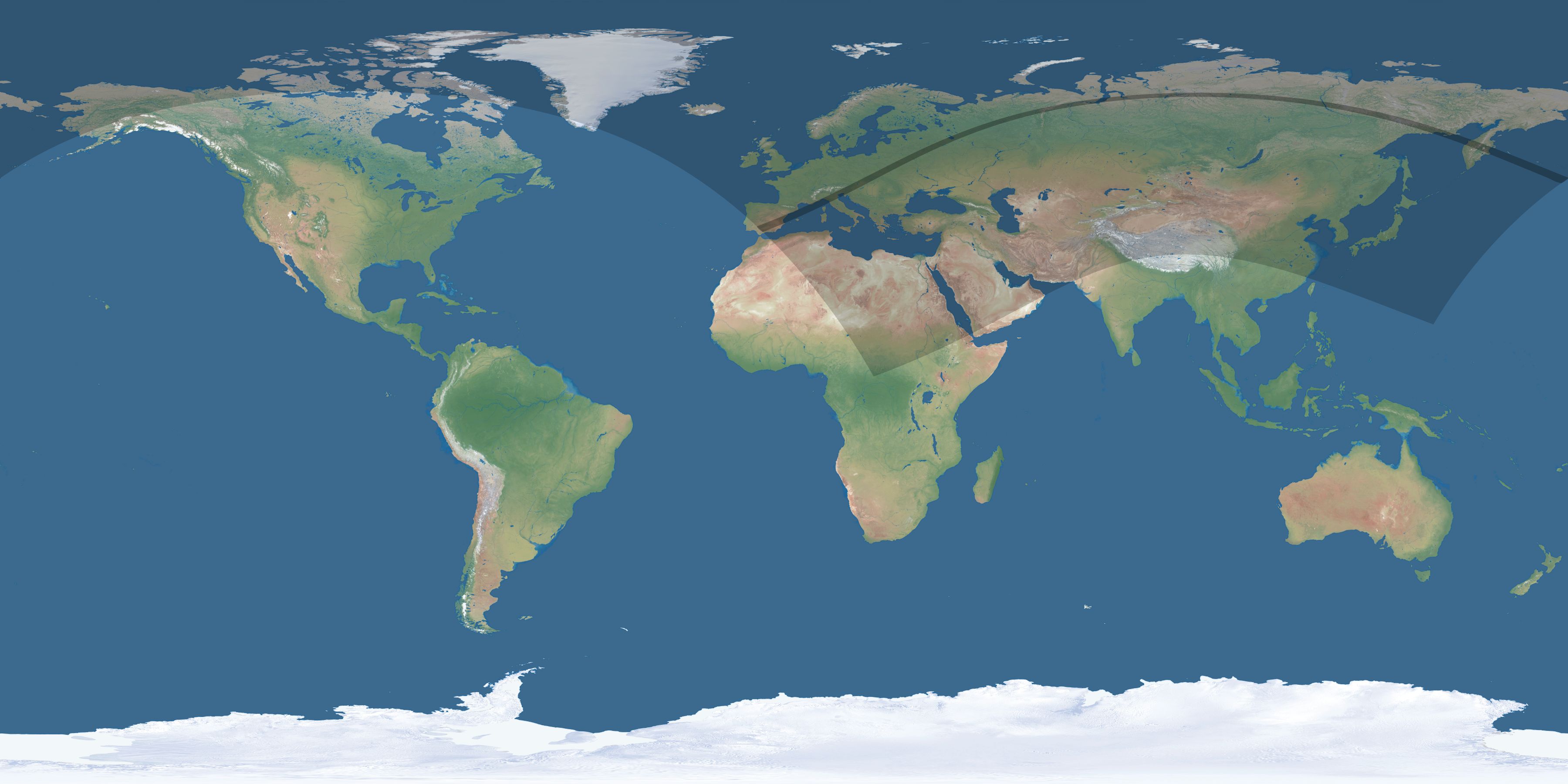 Map of the umbra and penumbra path of the solar eclipse of 05/21/2775