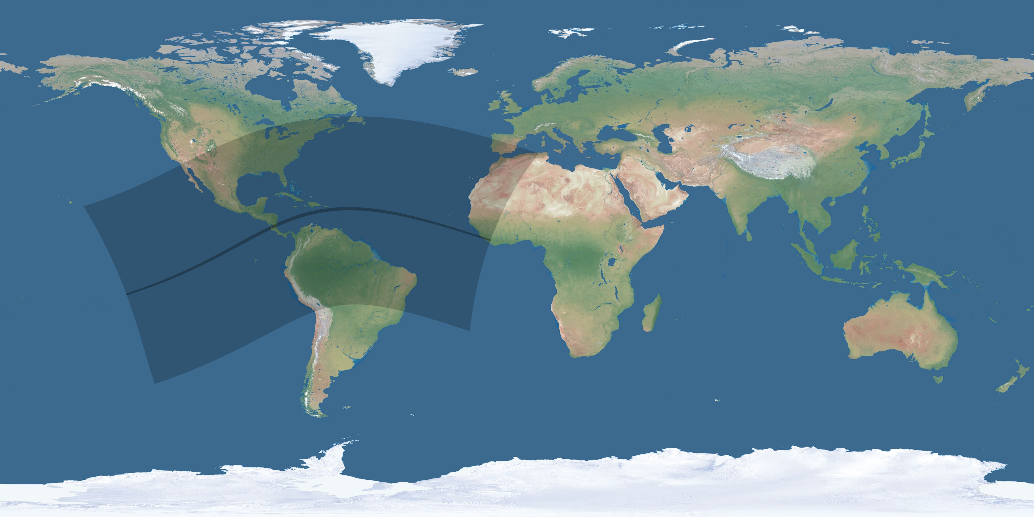 Map of the umbra and penumbra path of the solar eclipse of 05/10/2776