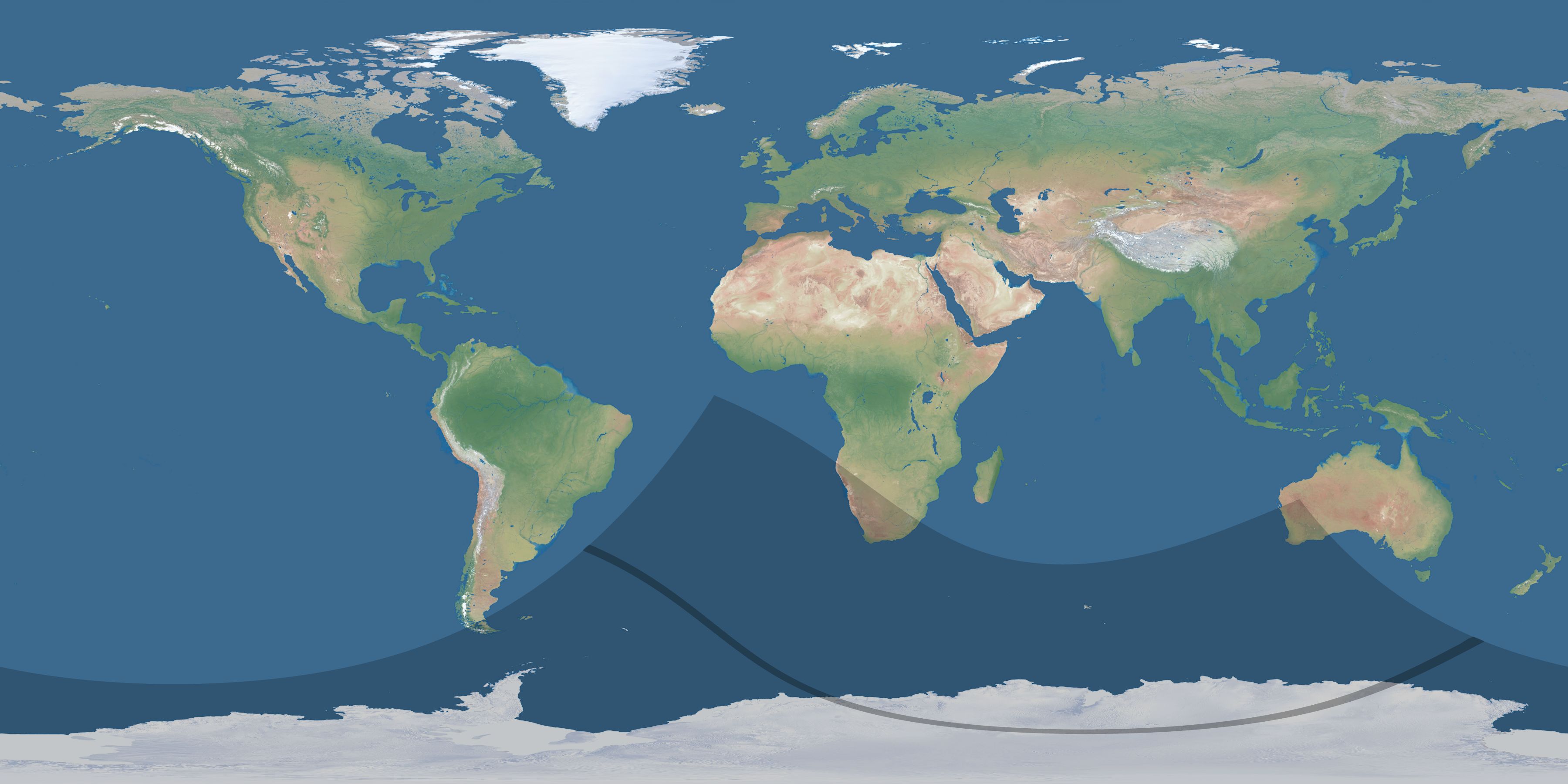 Map of the umbra and penumbra path of the solar eclipse of 12/04/2784