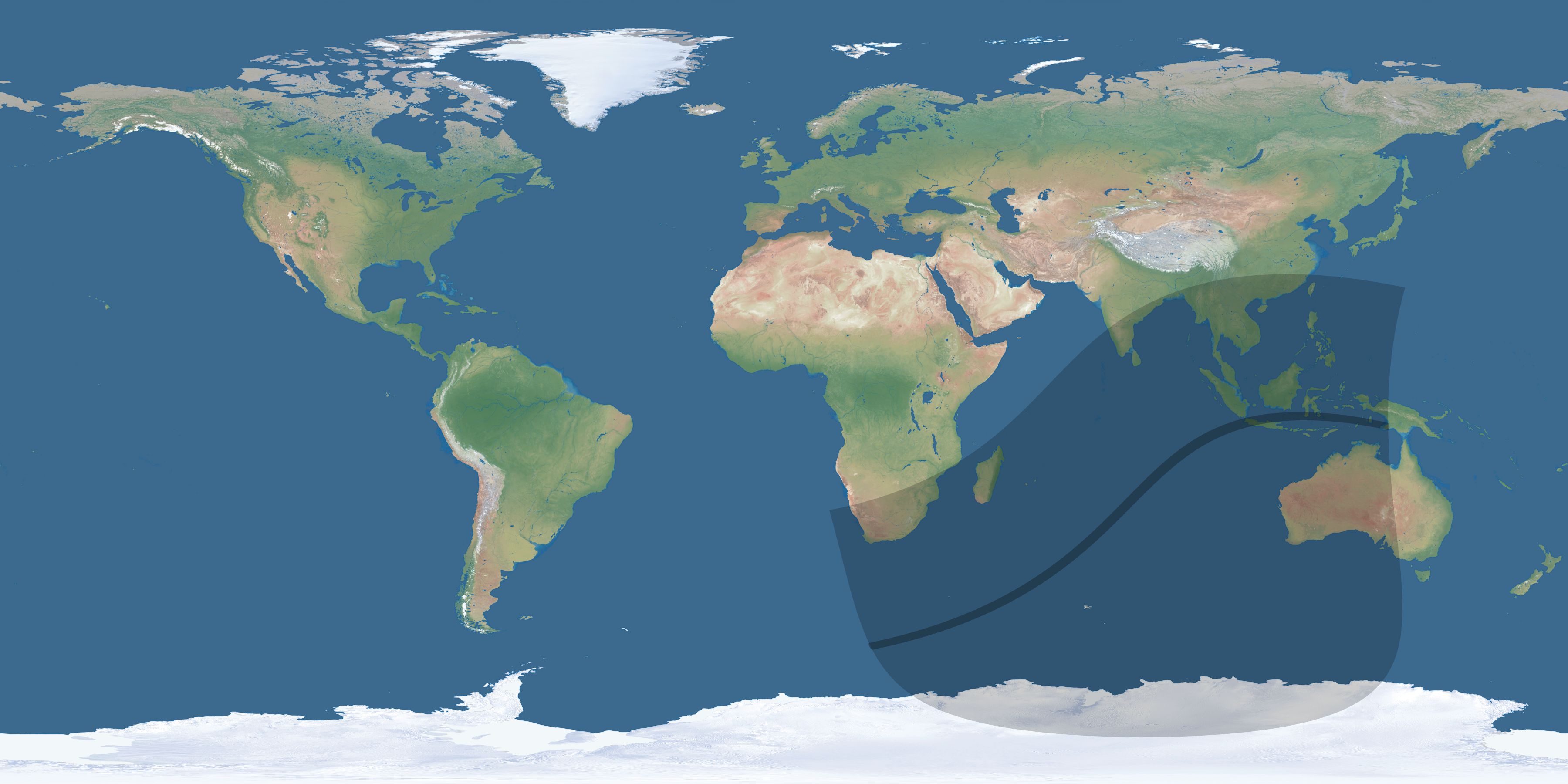 Map of the umbra and penumbra path of the solar eclipse of 04/20/2786