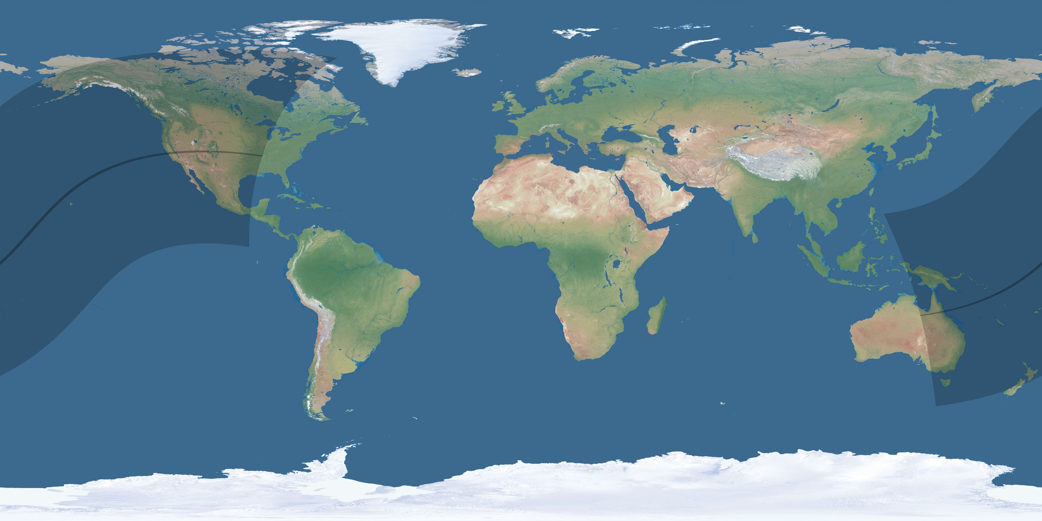 Map of the umbra and penumbra path of the solar eclipse of 04/10/2787