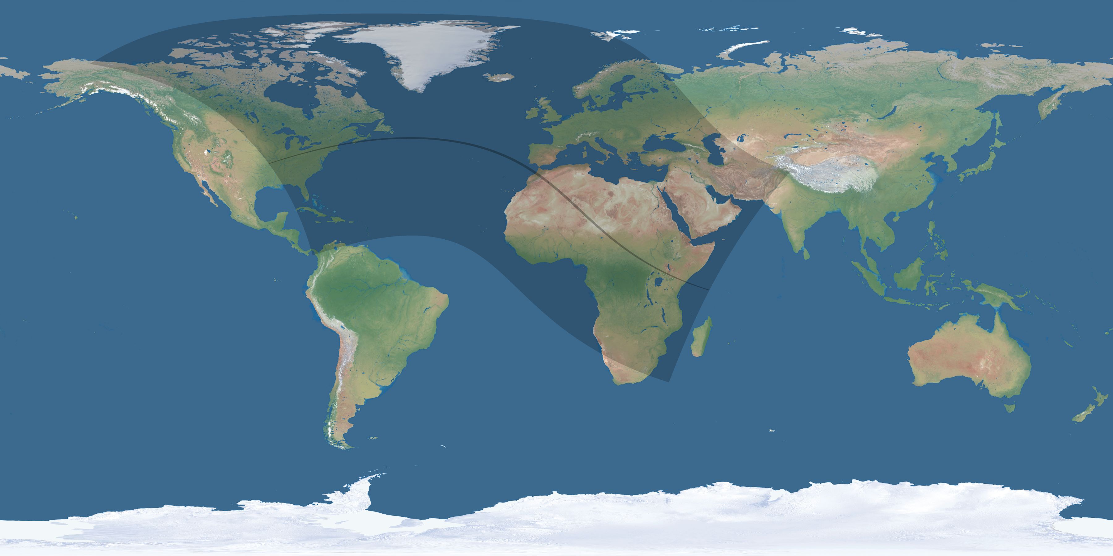 Map of the umbra and penumbra path of the solar eclipse of 08/03/2790
