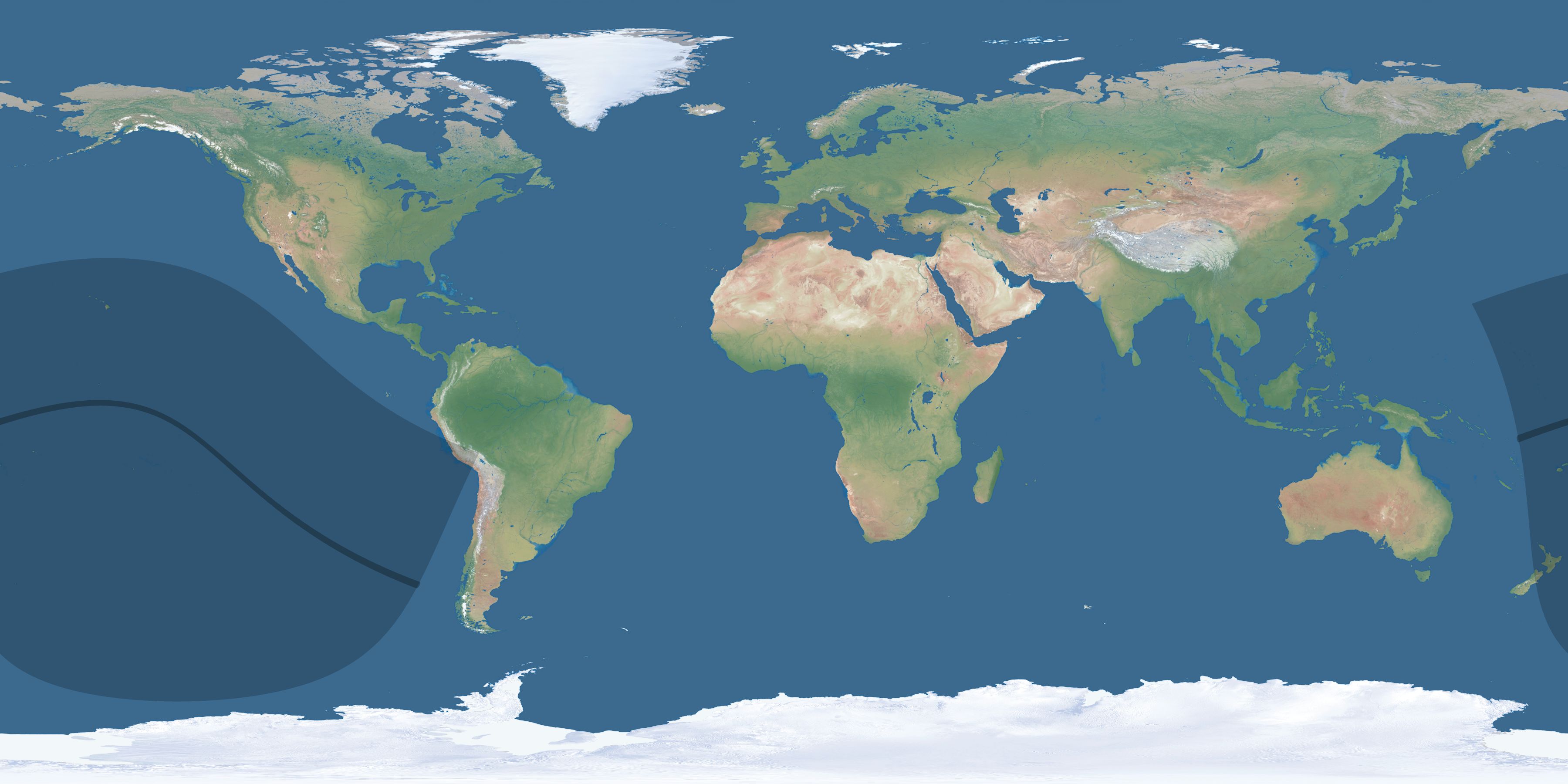 Map of the umbra and penumbra path of the solar eclipse of 07/23/2791
