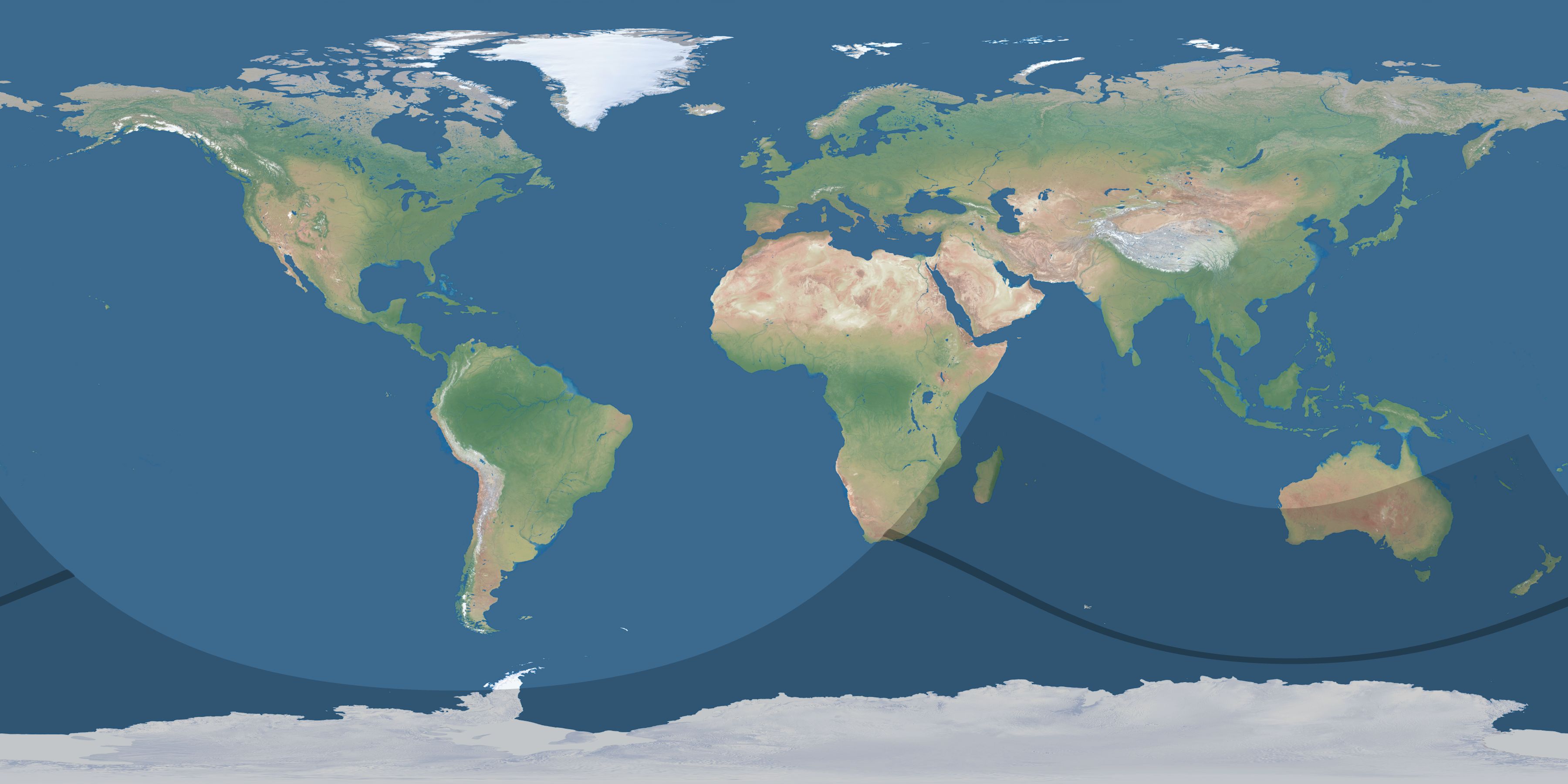 Map of the umbra and penumbra path of the solar eclipse of 11/25/2793