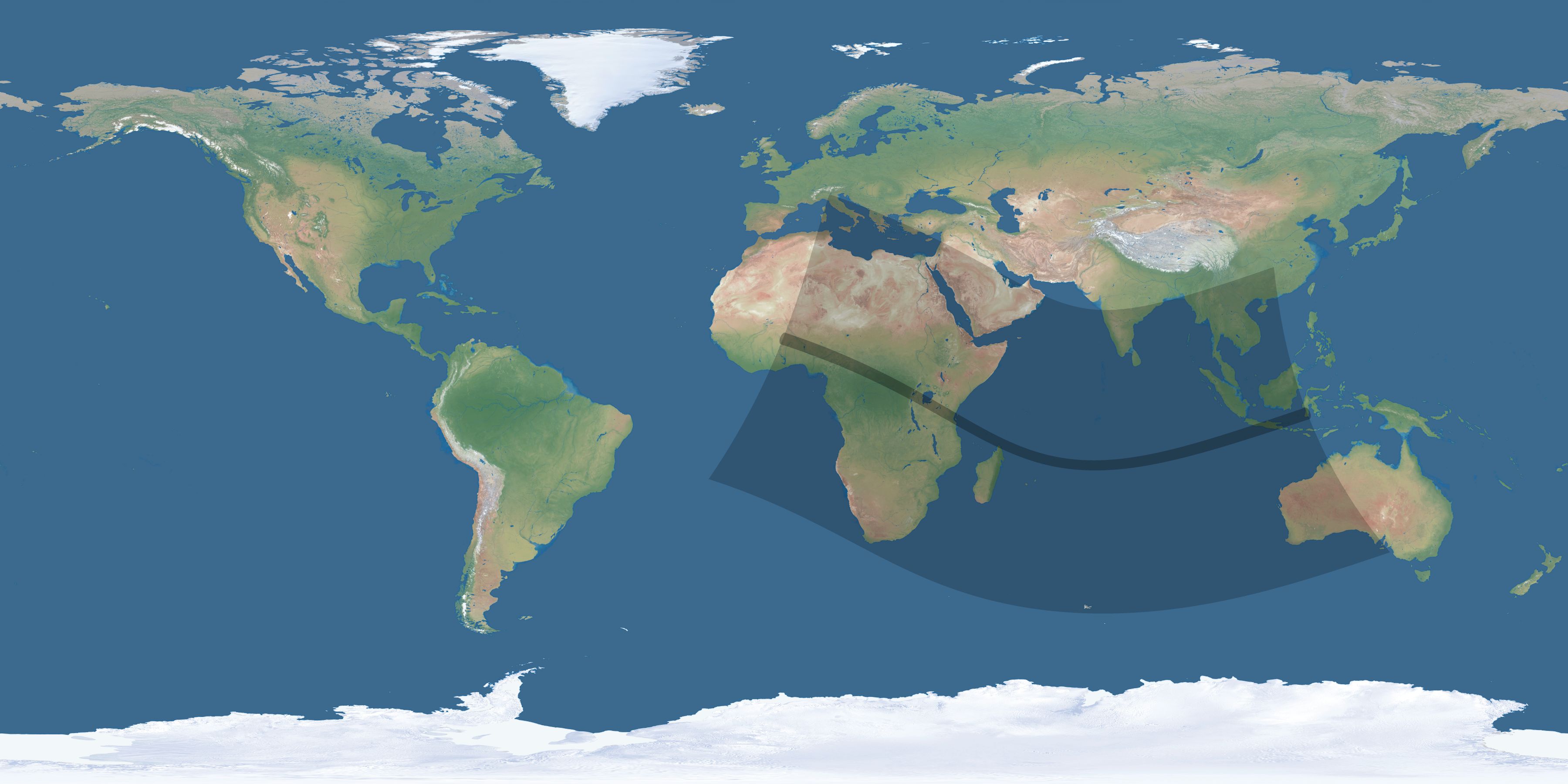 Map of the umbra and penumbra path of the solar eclipse of 11/14/2794