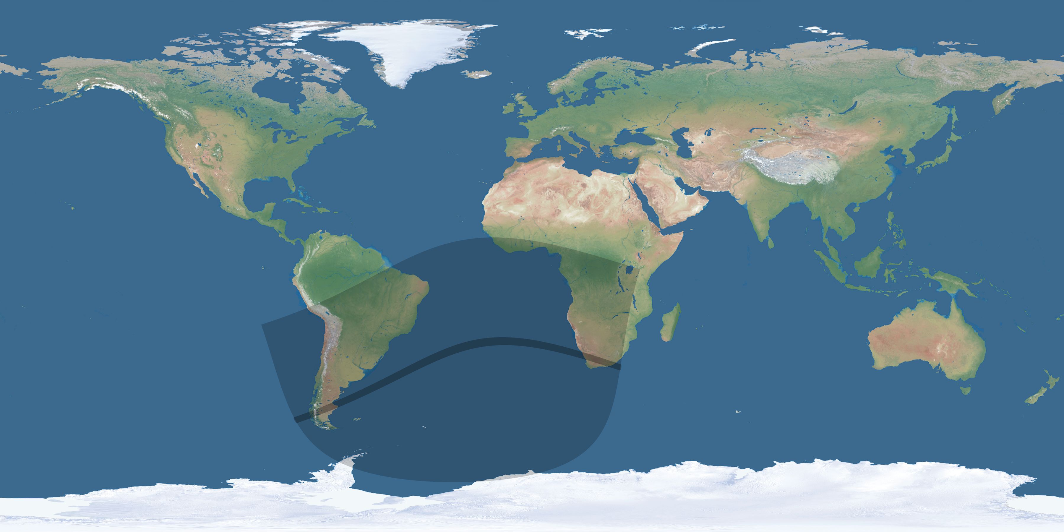Map of the umbra and penumbra path of the solar eclipse of 05/11/2795