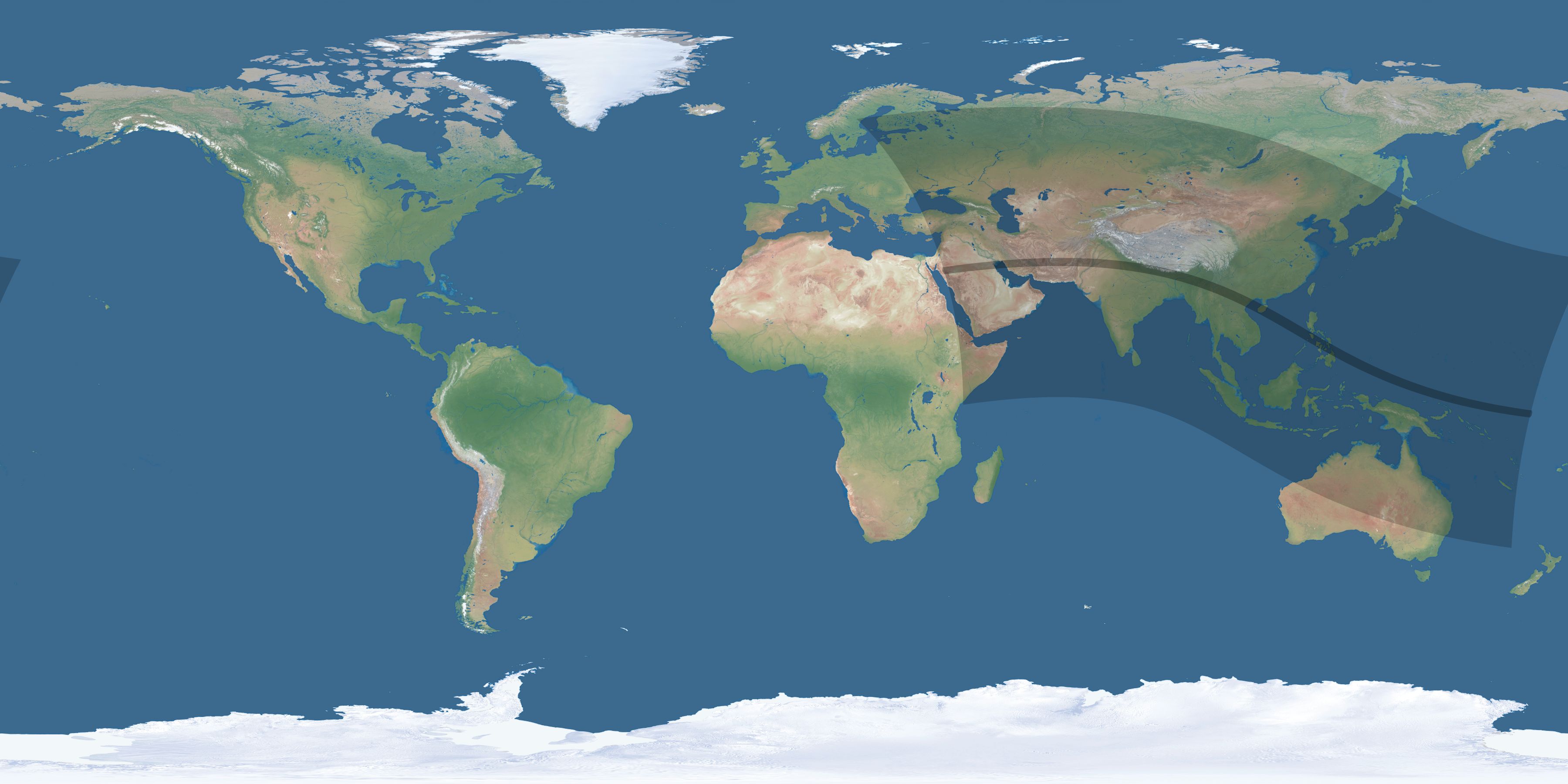 Map of the umbra and penumbra path of the solar eclipse of 09/02/2798