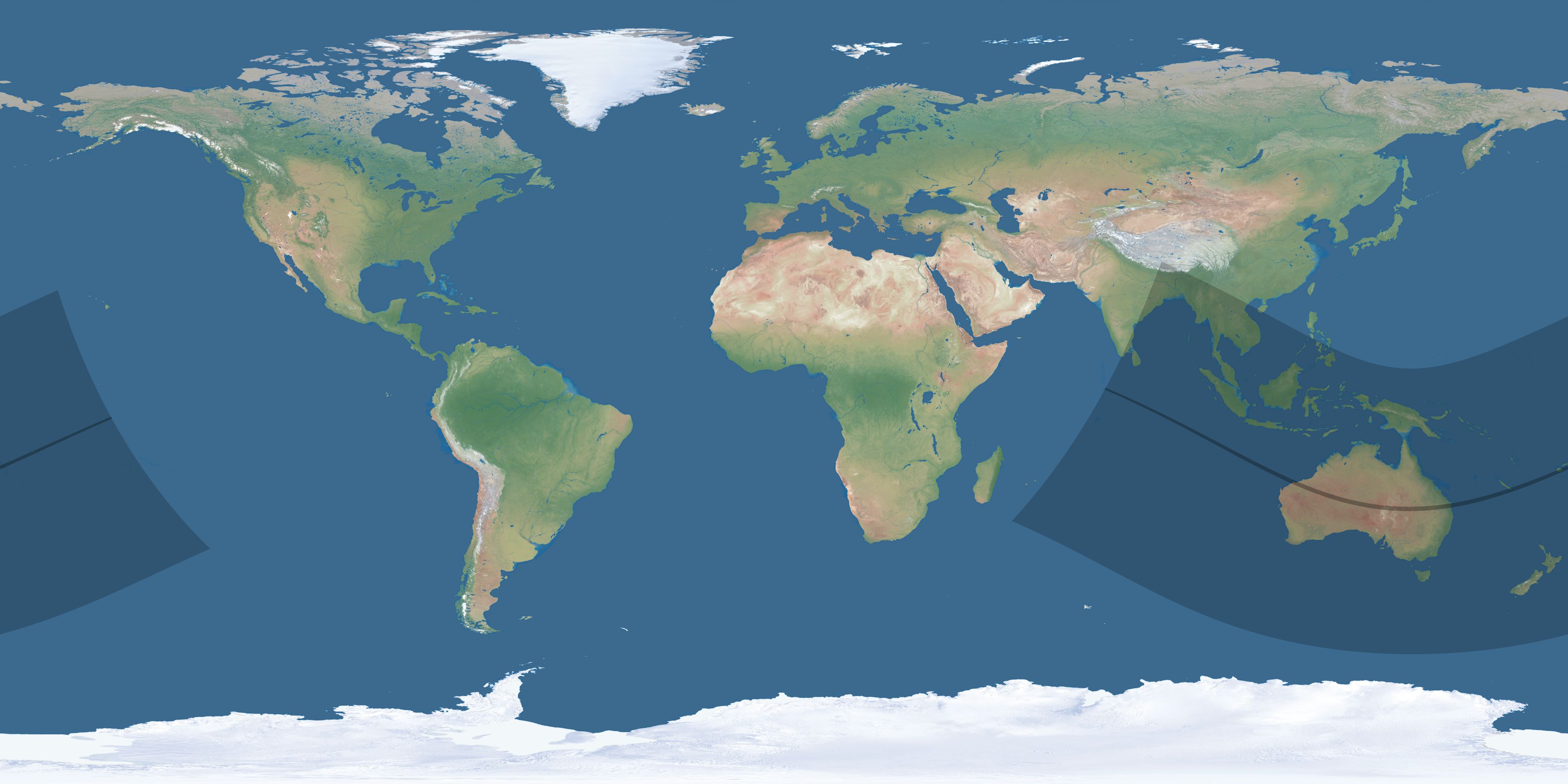 Map of the umbra and penumbra path of the solar eclipse of 12/26/2801