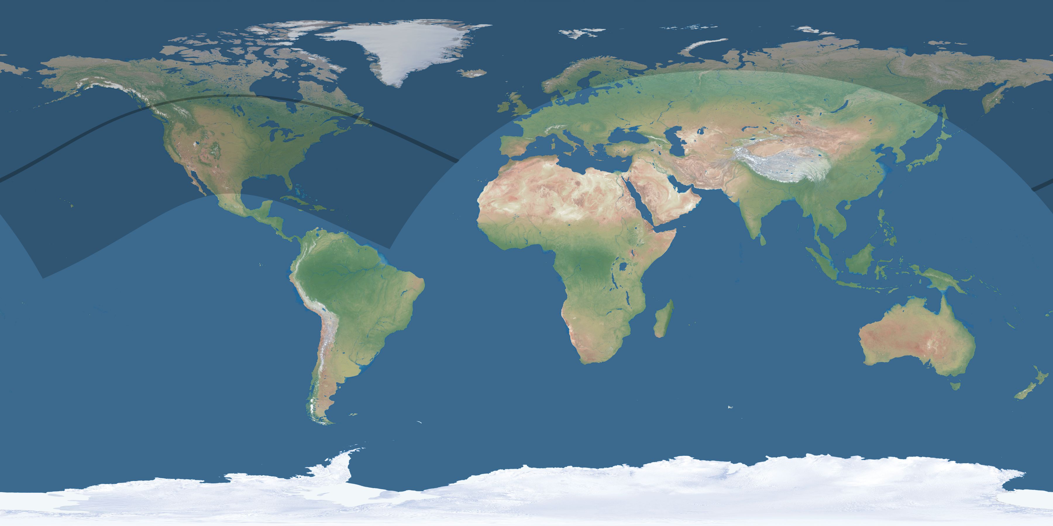 Map of the umbra and penumbra path of the solar eclipse of 06/21/2802