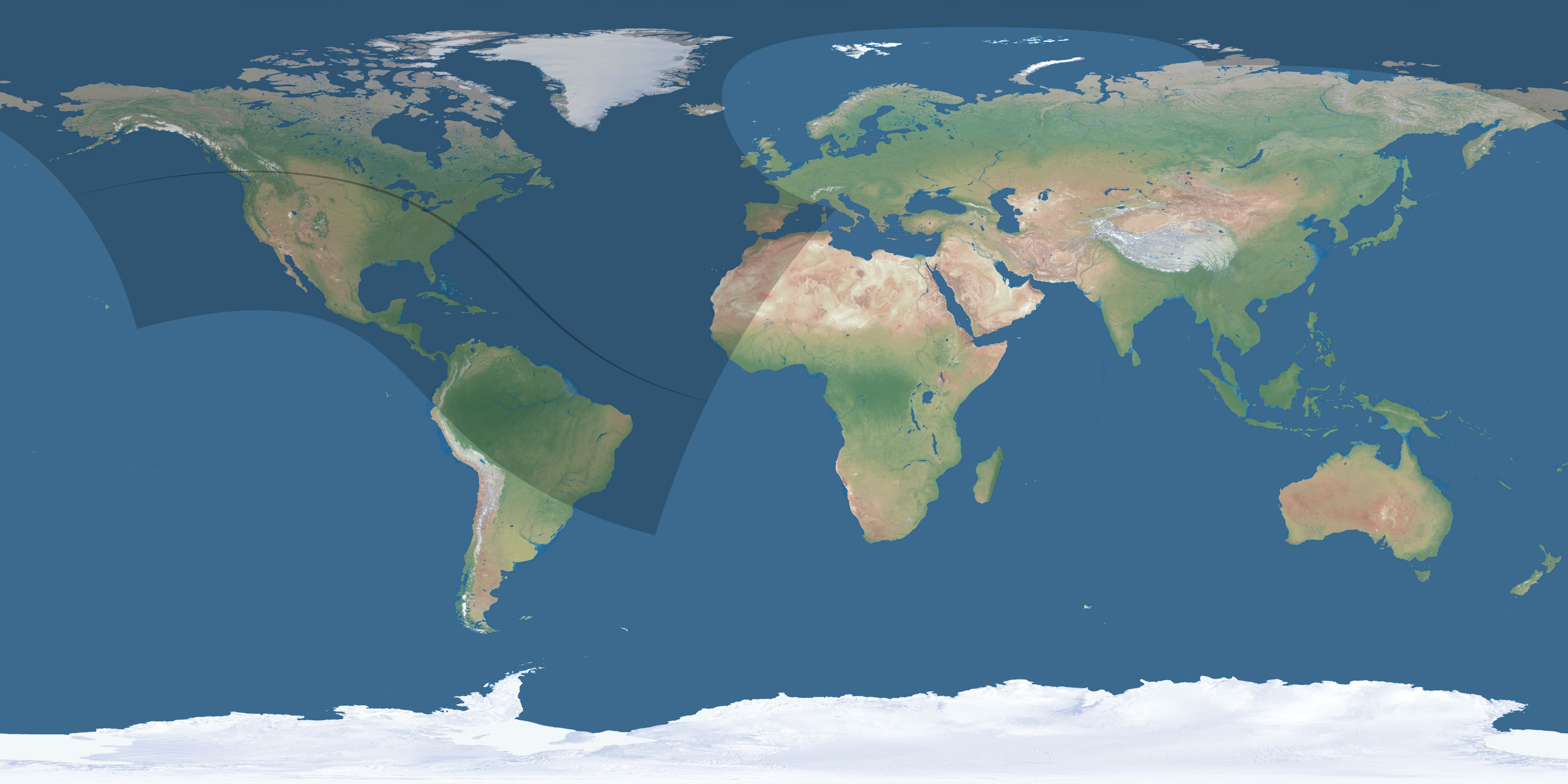 Map of the umbra and penumbra path of the solar eclipse of 08/13/2808