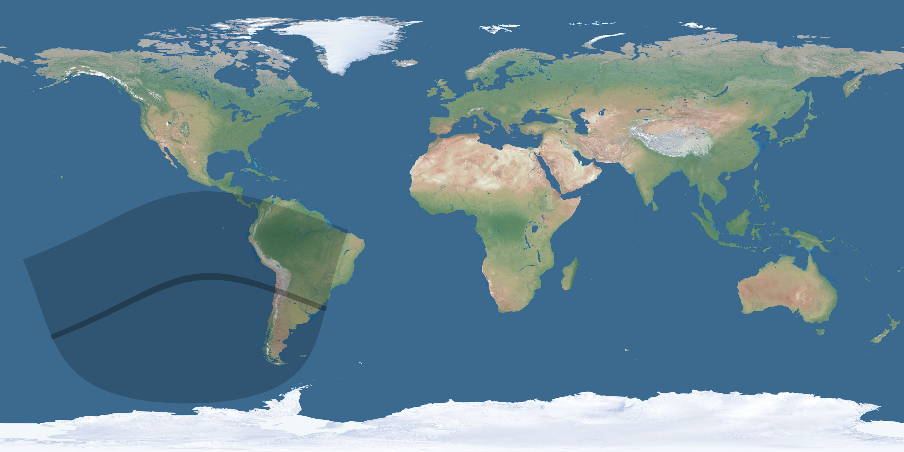 Map of the umbra and penumbra path of the solar eclipse of 05/21/2813