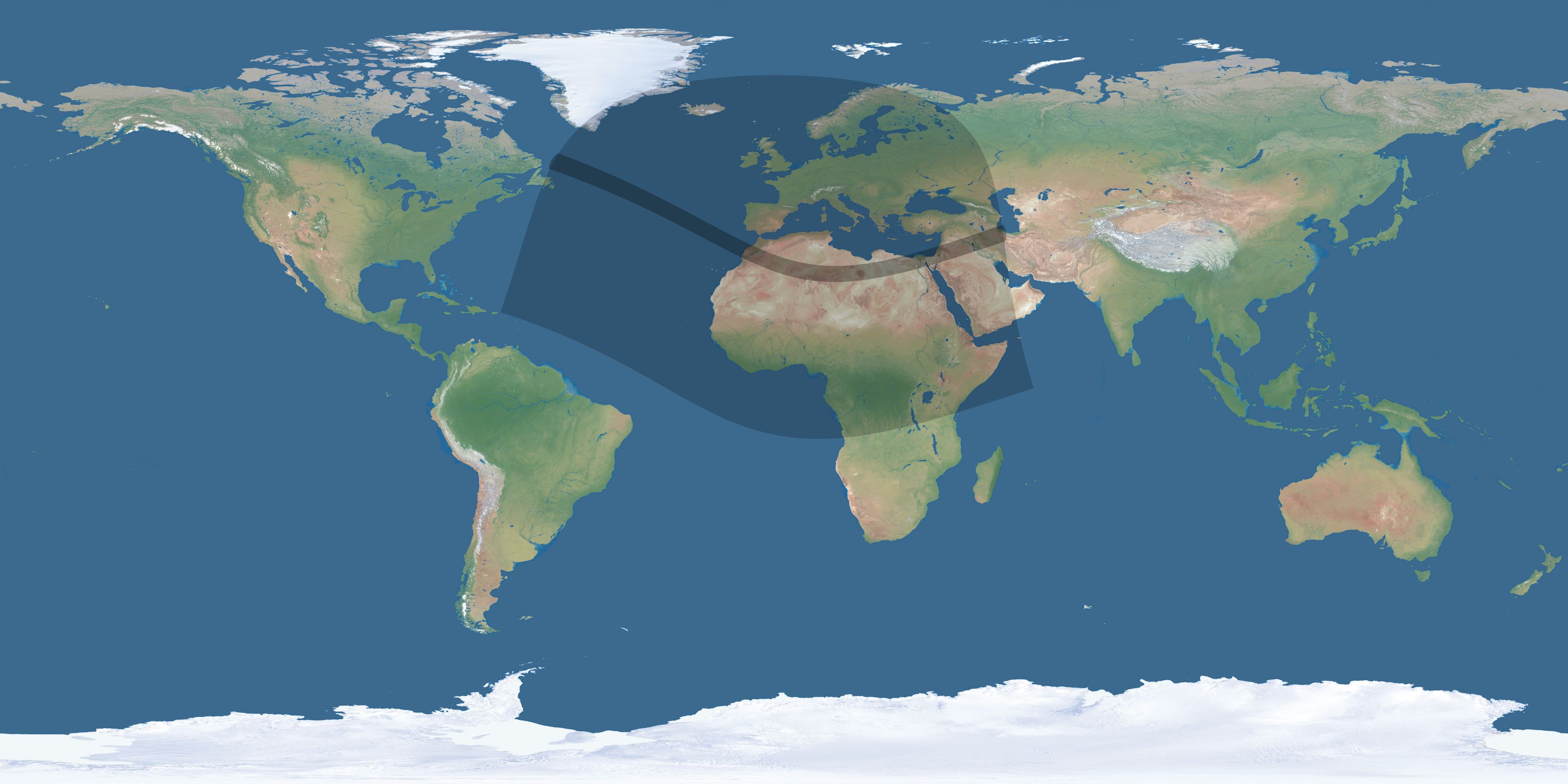 Map of the umbra and penumbra path of the solar eclipse of 11/14/2813