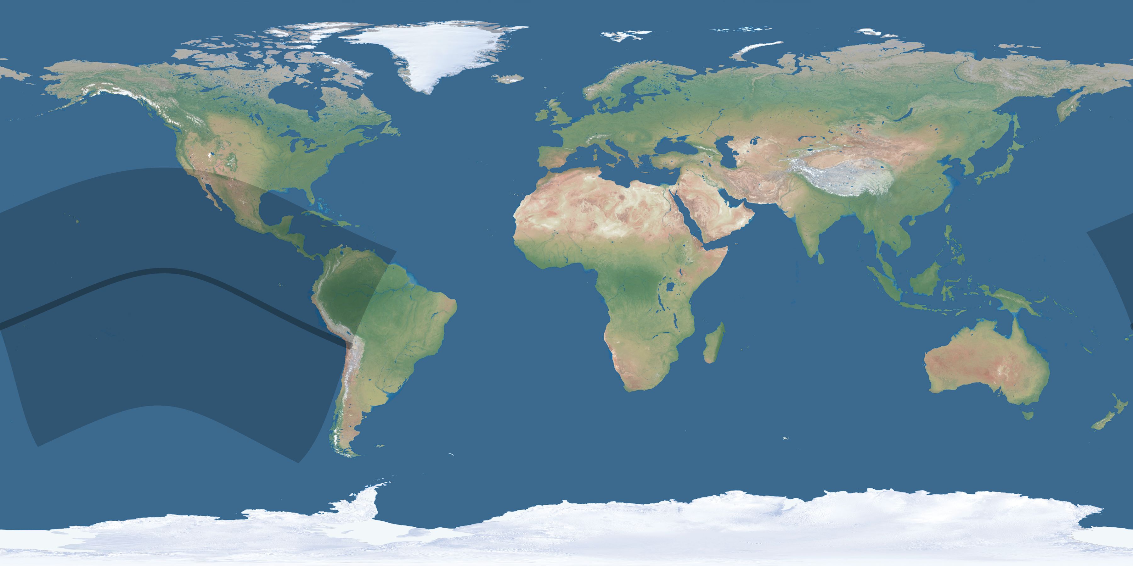 Map of the umbra and penumbra path of the solar eclipse of 07/13/2819