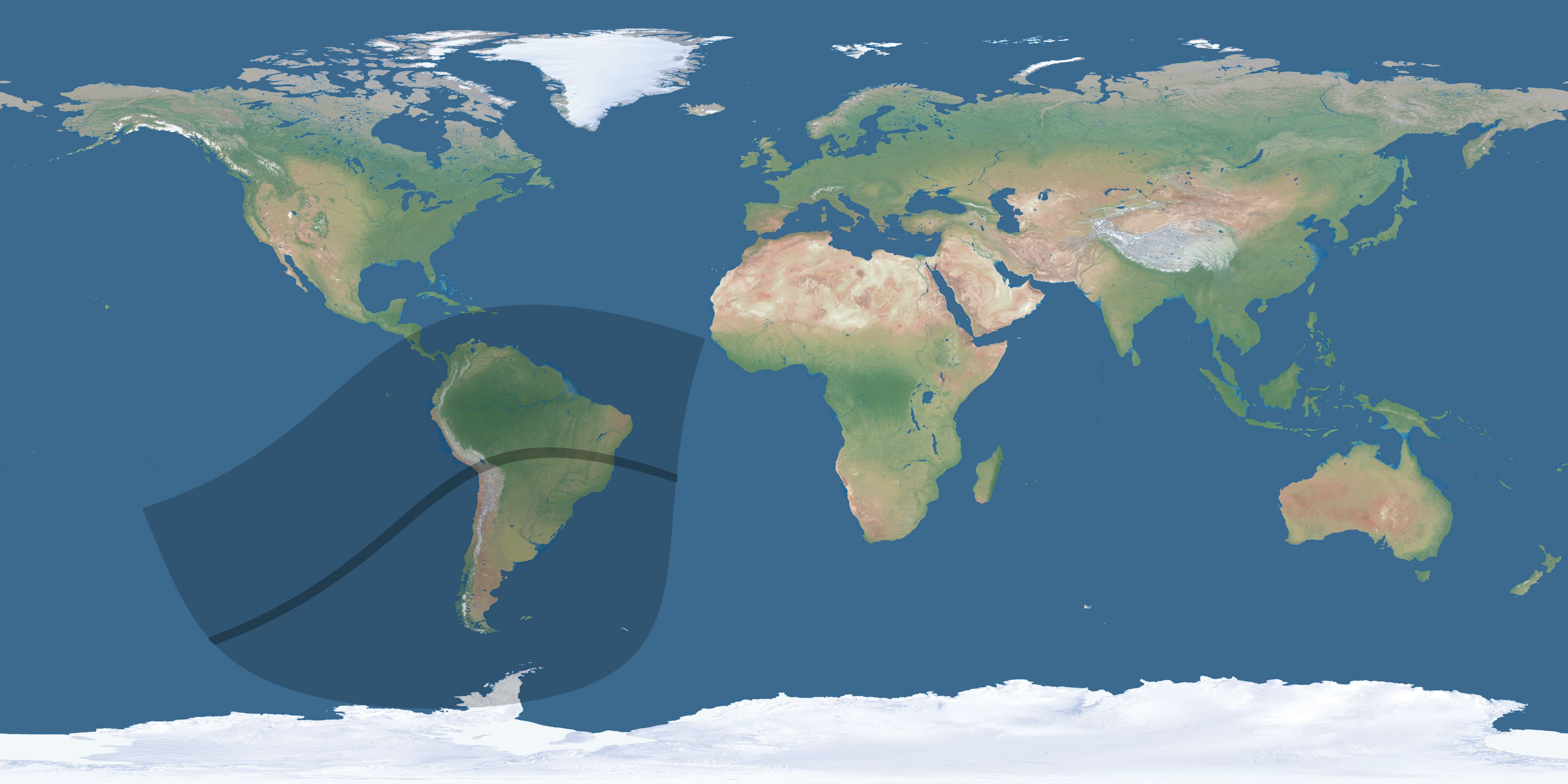 Map of the umbra and penumbra path of the solar eclipse of 05/12/2822