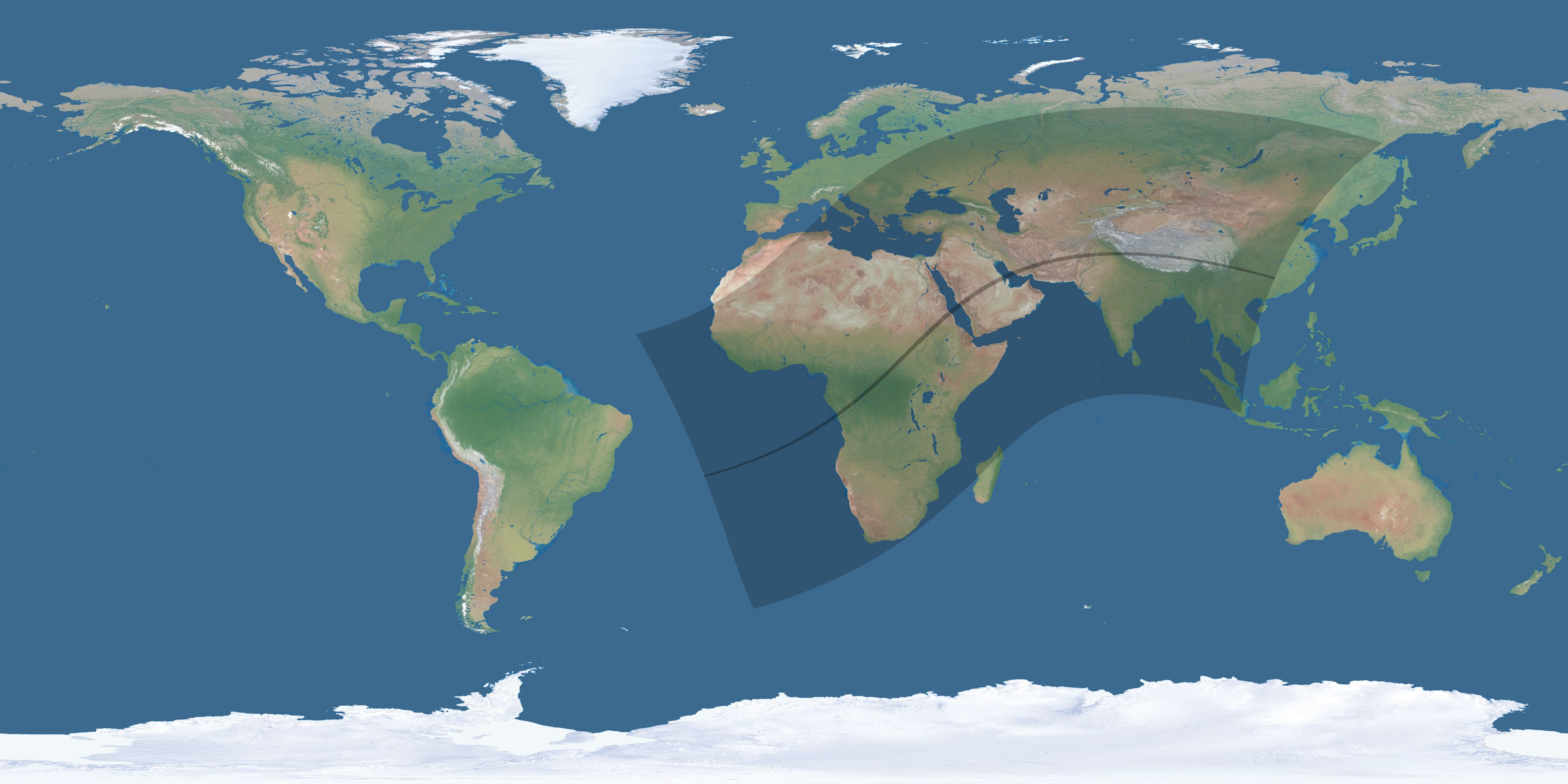 Map of the umbra and penumbra path of the solar eclipse of 05/02/2823