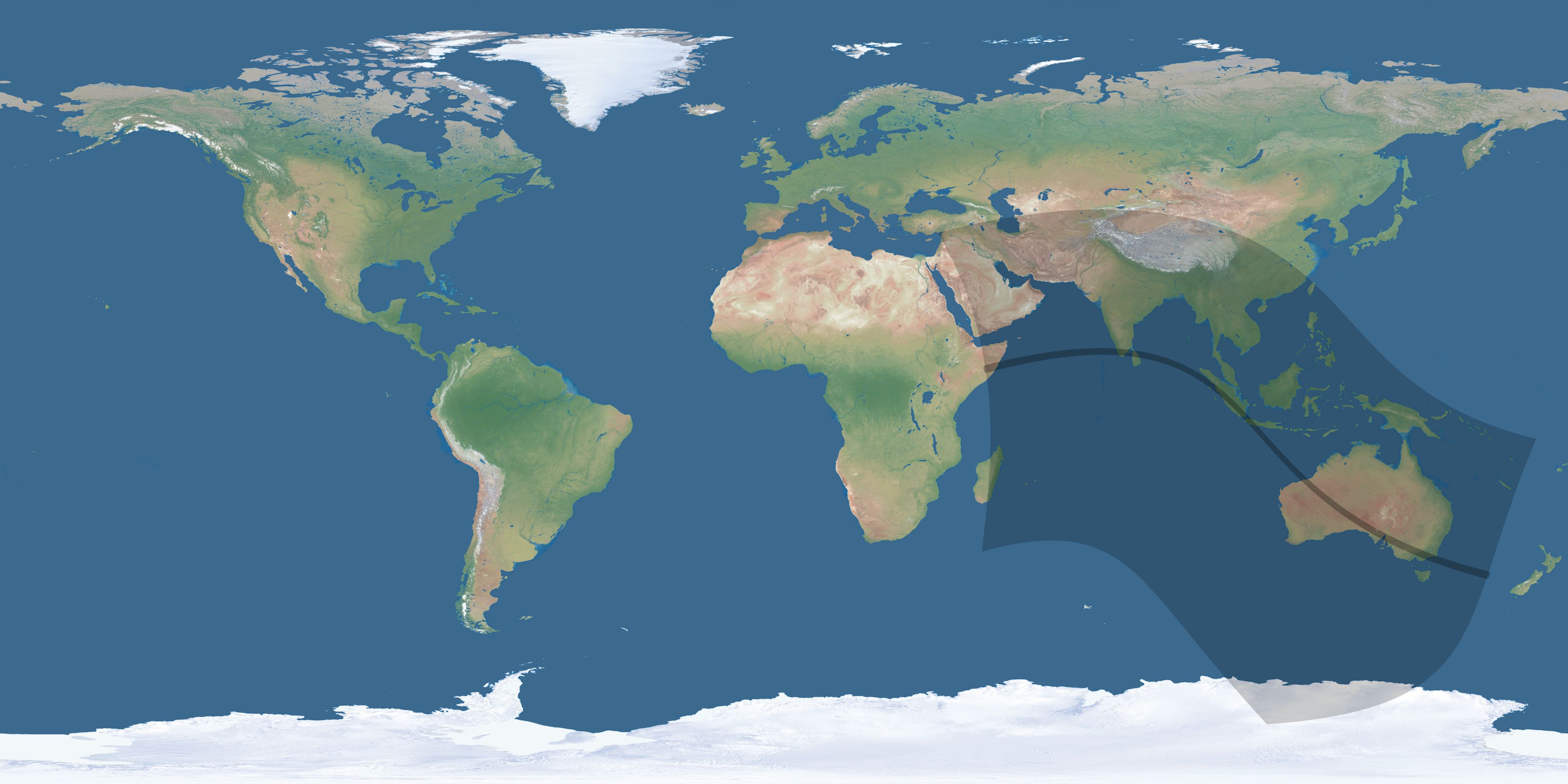 Map of the umbra and penumbra path of the solar eclipse of 08/13/2827