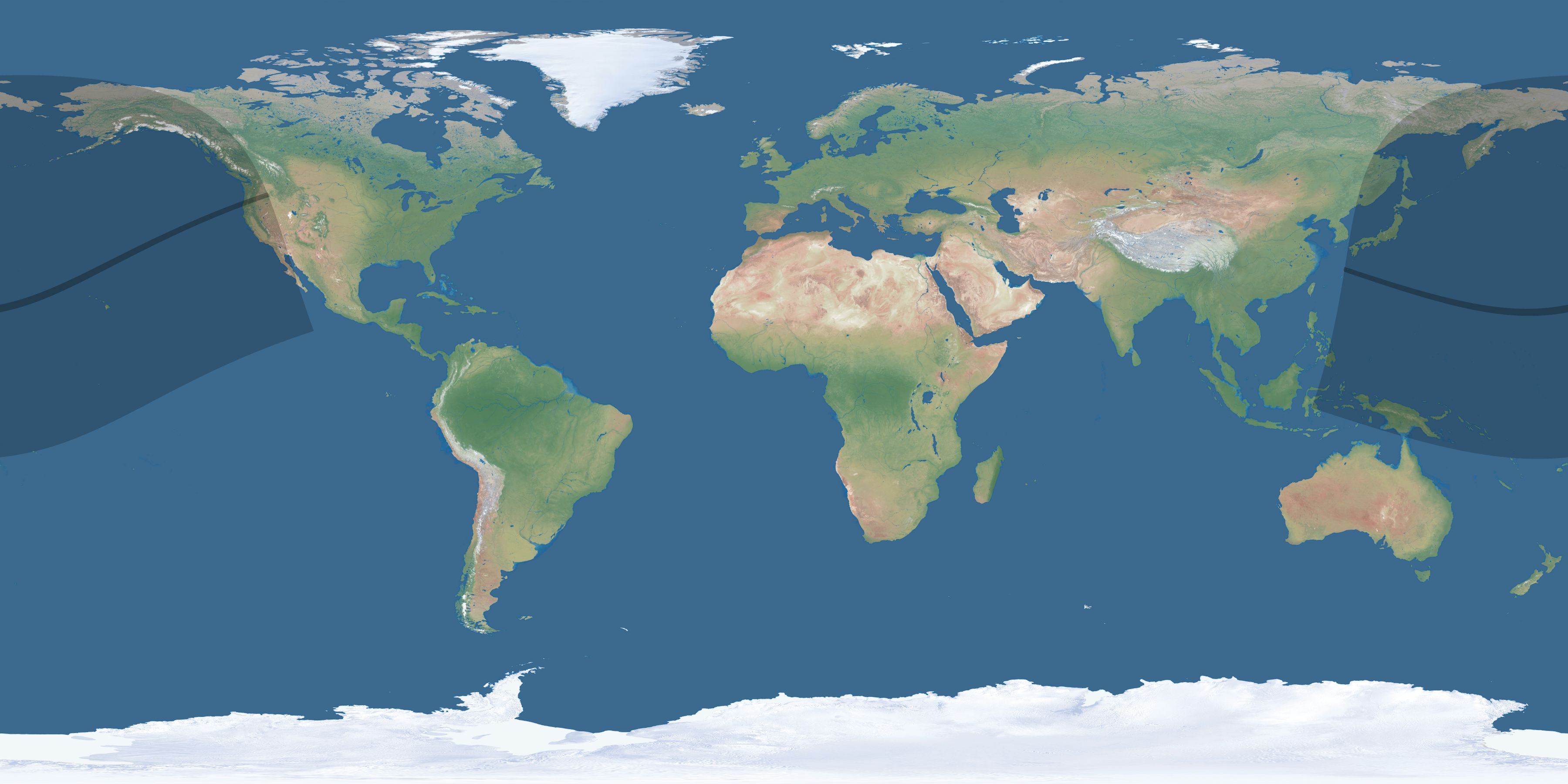 Map of the umbra and penumbra path of the solar eclipse of 01/27/2837