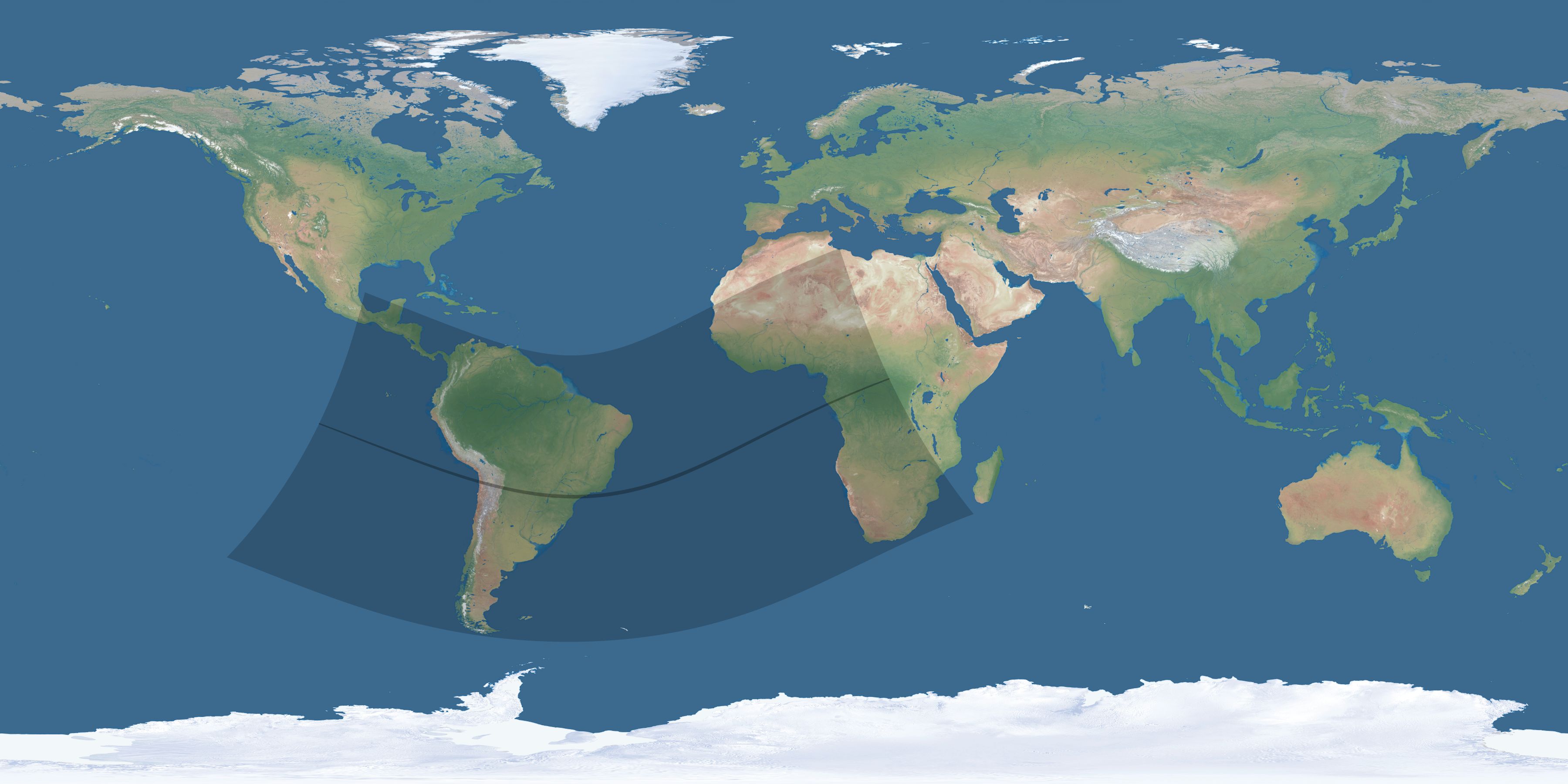 Map of the umbra and penumbra path of the solar eclipse of 01/17/2838