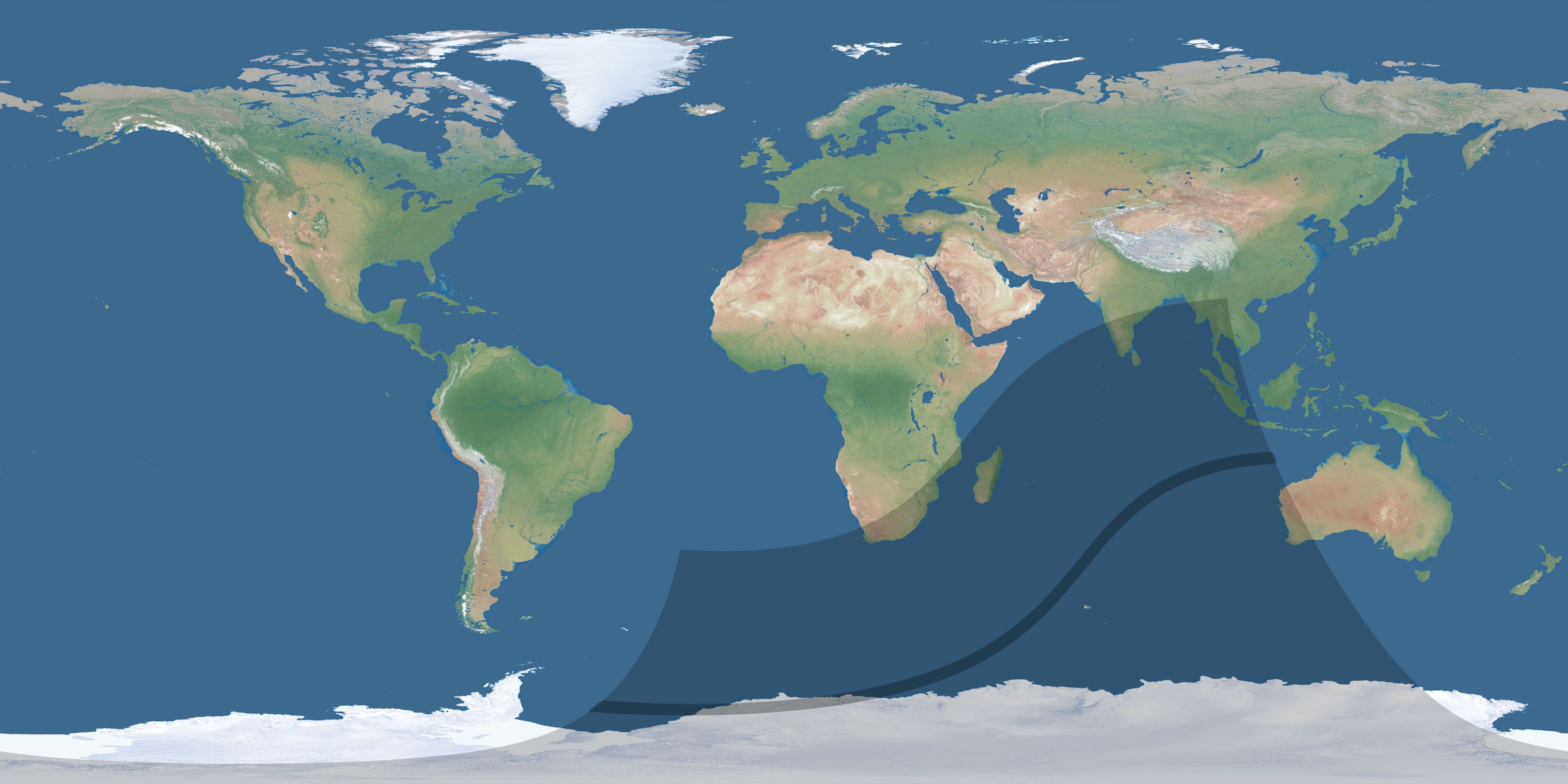 Map of the umbra and penumbra path of the solar eclipse of 03/10/2844