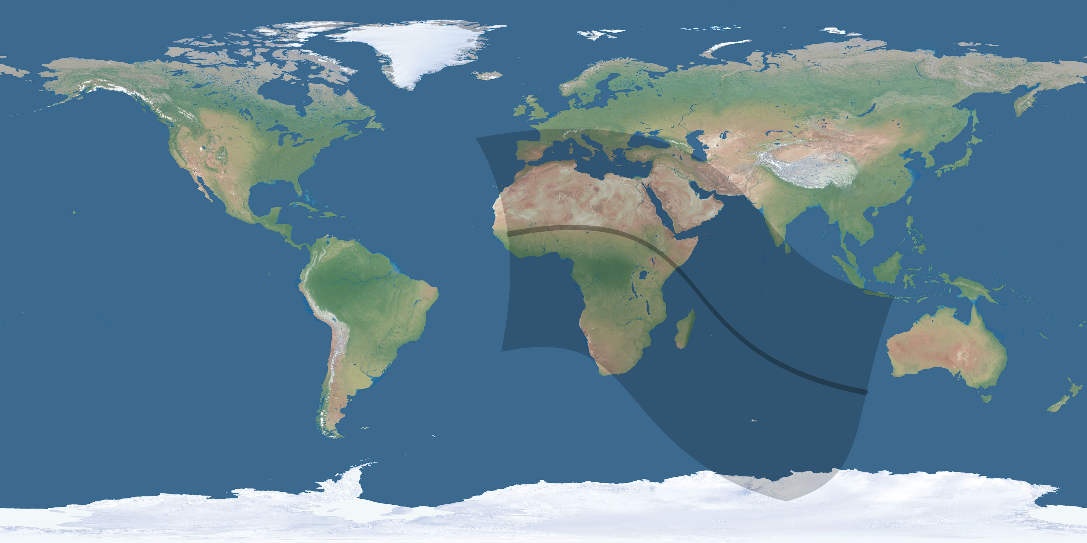 Map of the umbra and penumbra path of the solar eclipse of 08/24/2845