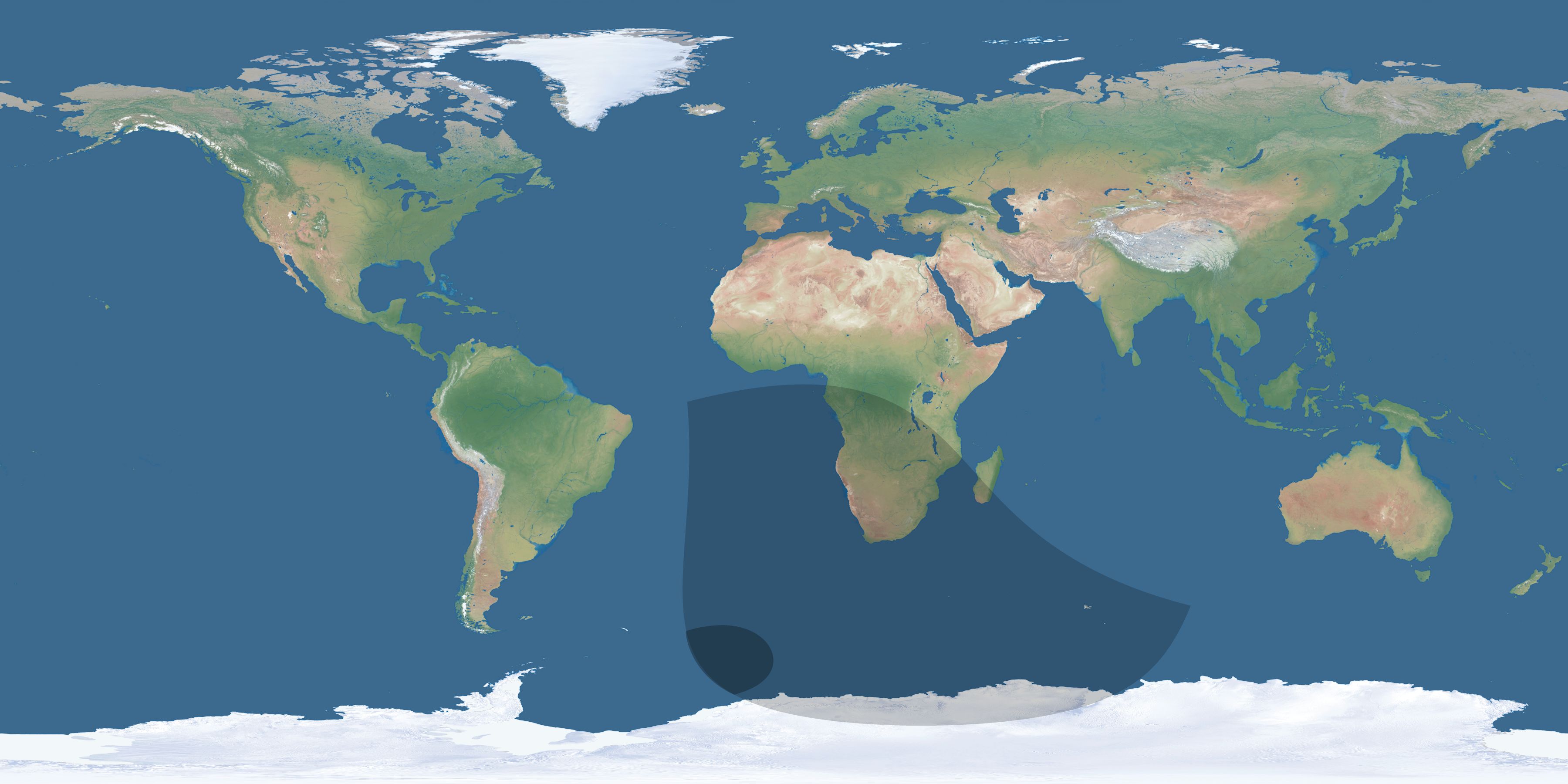 Map of the umbra and penumbra path of the solar eclipse of 08/13/2846