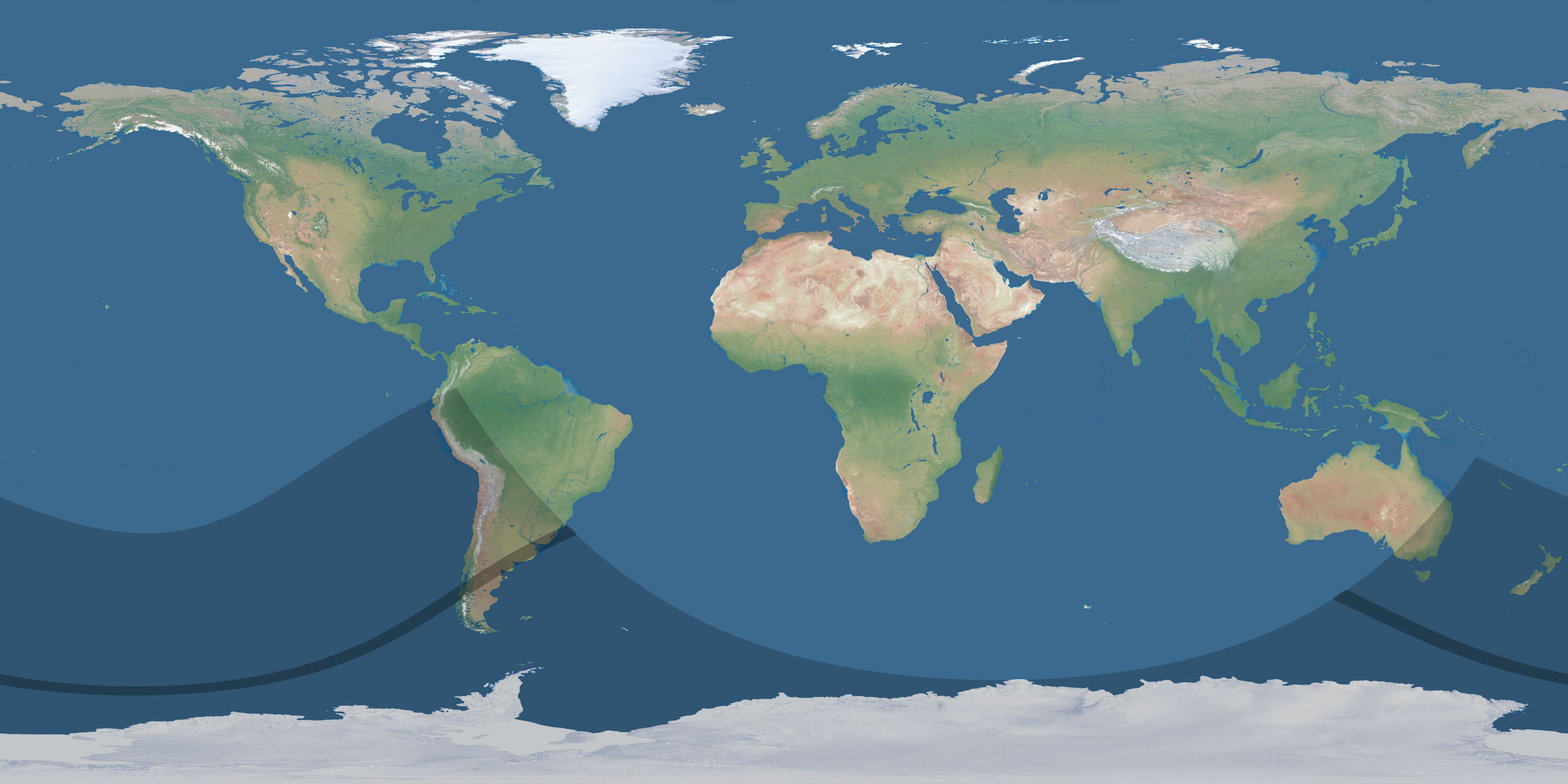Map of the umbra and penumbra path of the solar eclipse of 12/28/2847