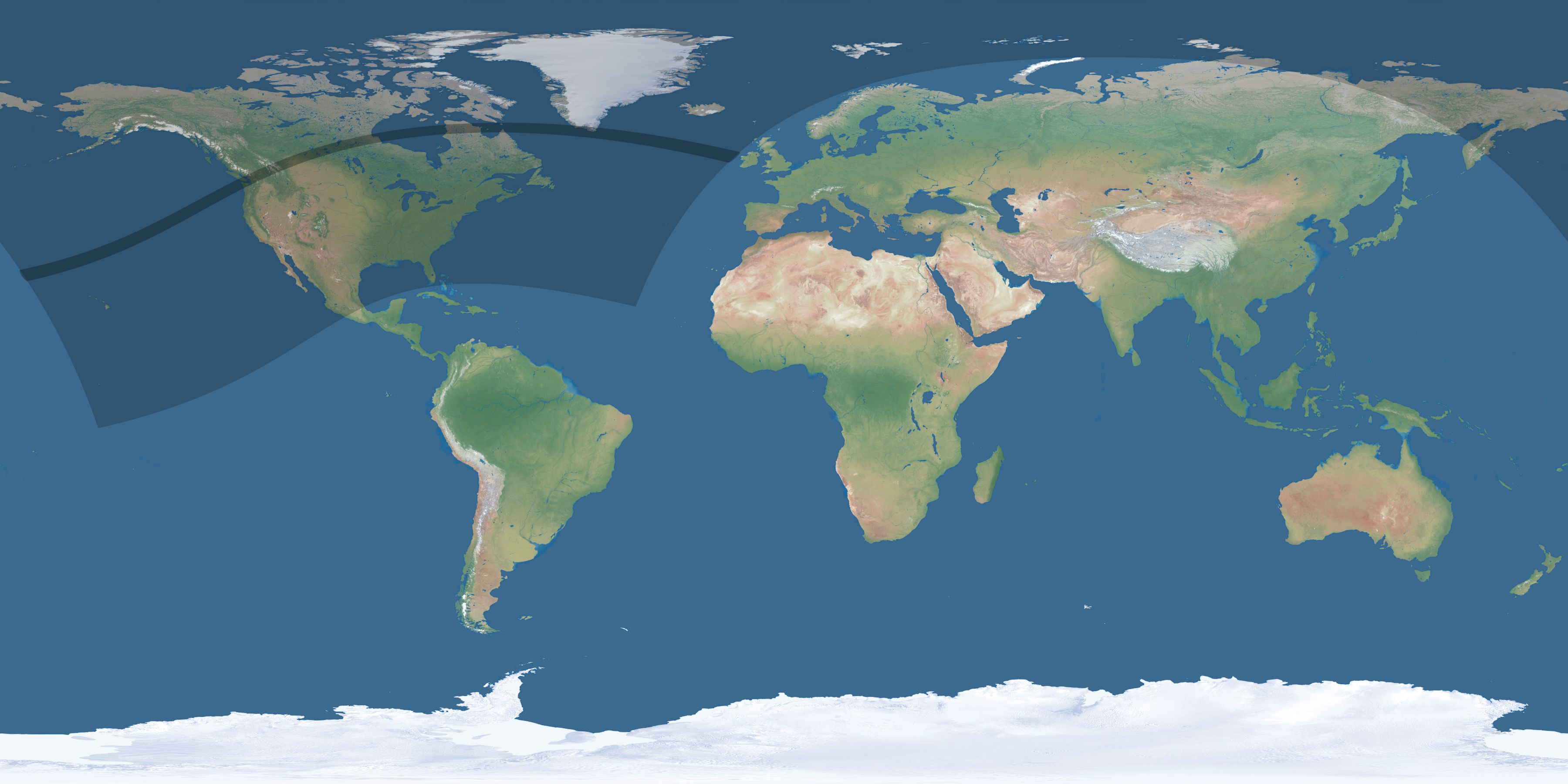 Map of the umbra and penumbra path of the solar eclipse of 04/22/2851