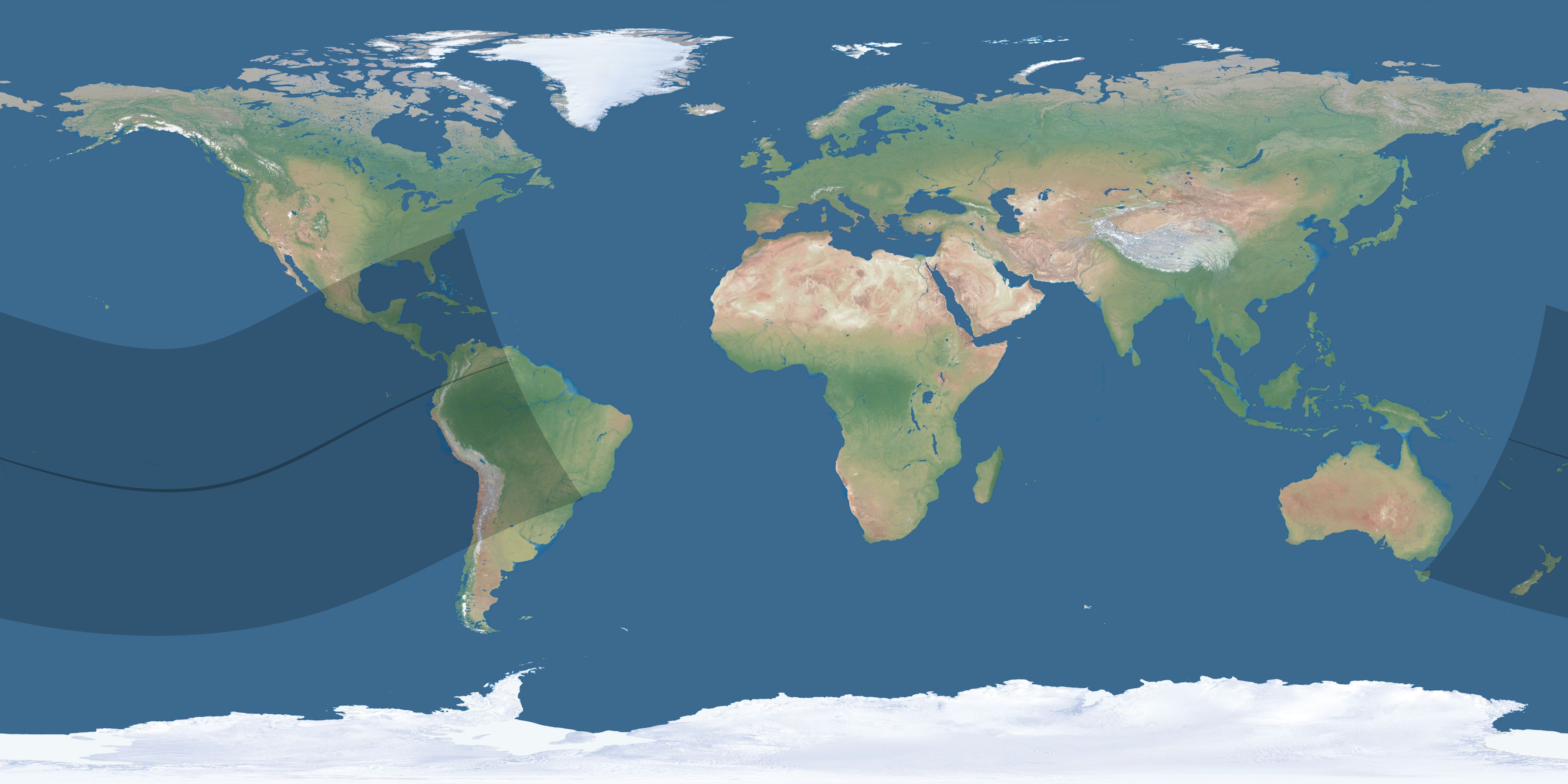 Map of the umbra and penumbra path of the solar eclipse of 01/28/2856