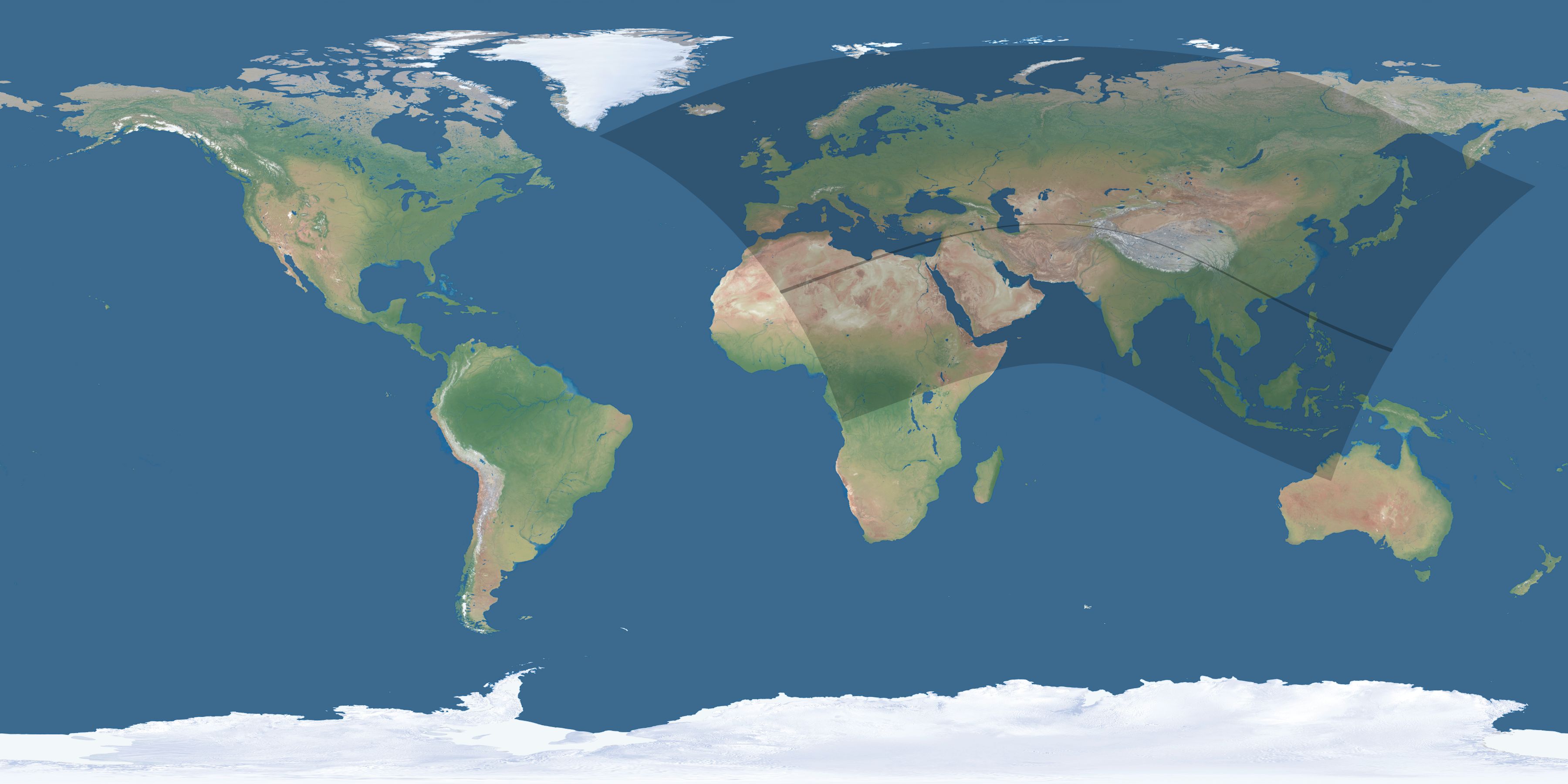 Map of the umbra and penumbra path of the solar eclipse of 07/23/2856