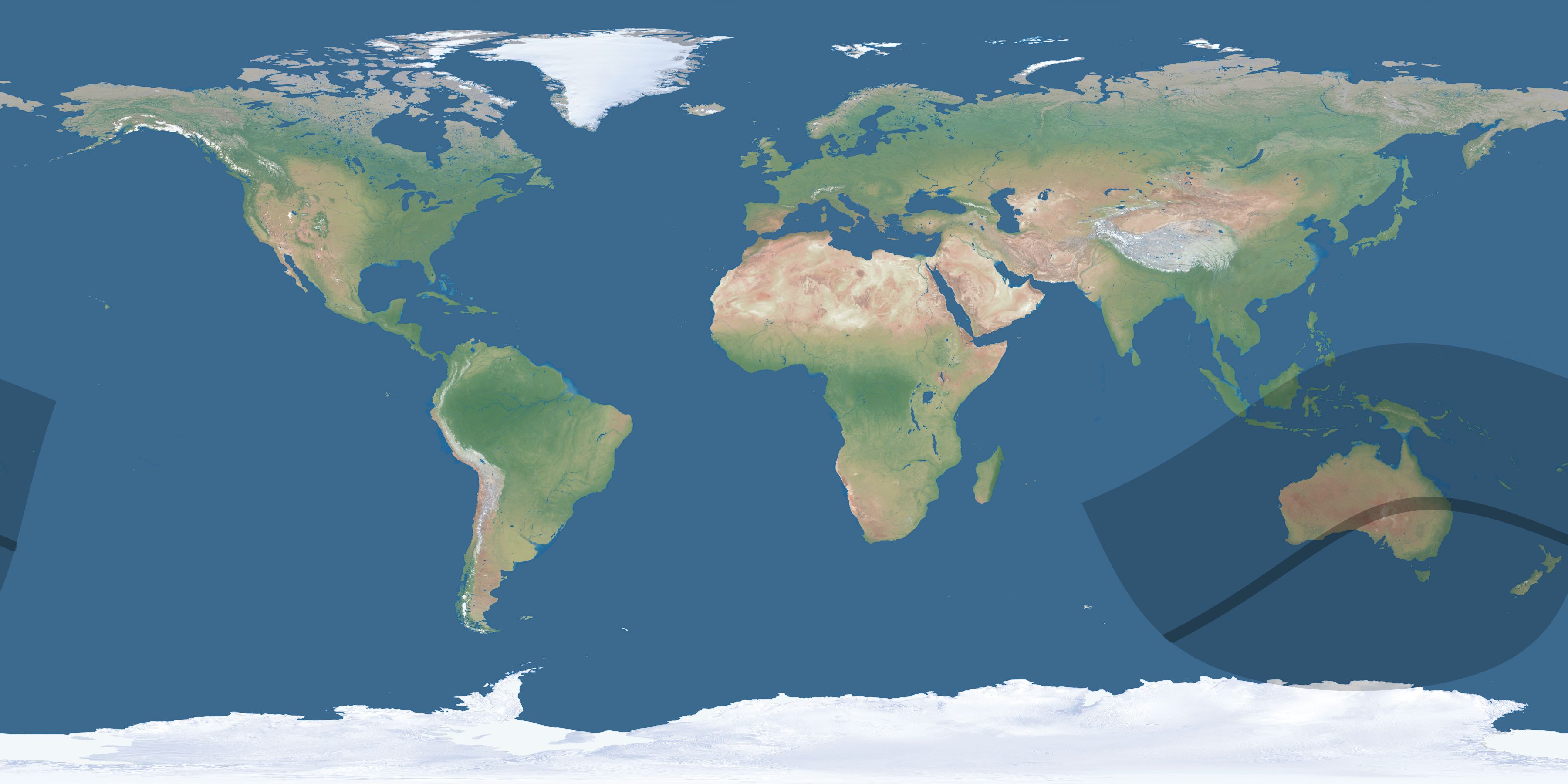 Map of the umbra and penumbra path of the solar eclipse of 06/03/2858
