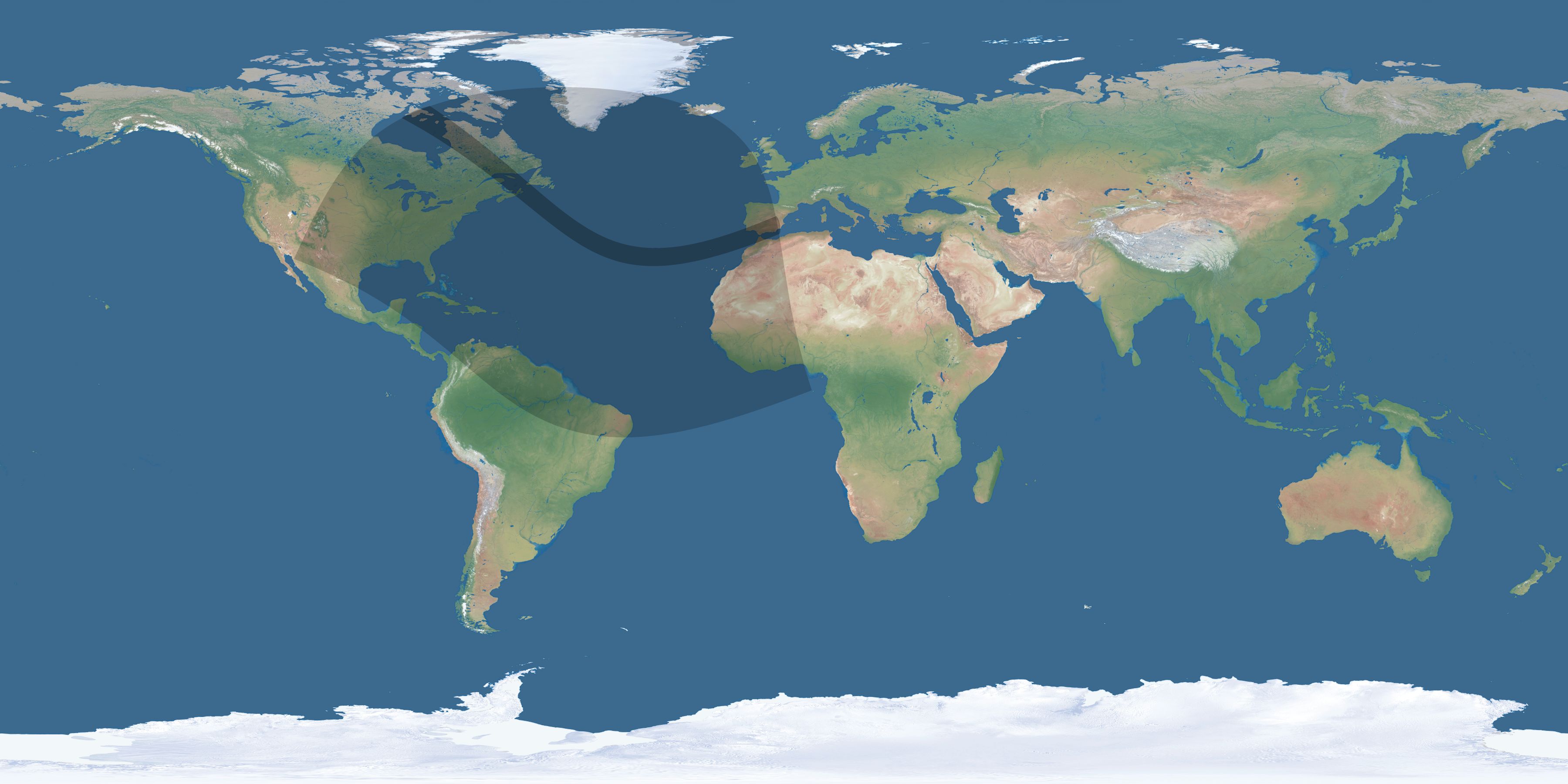 Map of the umbra and penumbra path of the solar eclipse of 11/26/2858