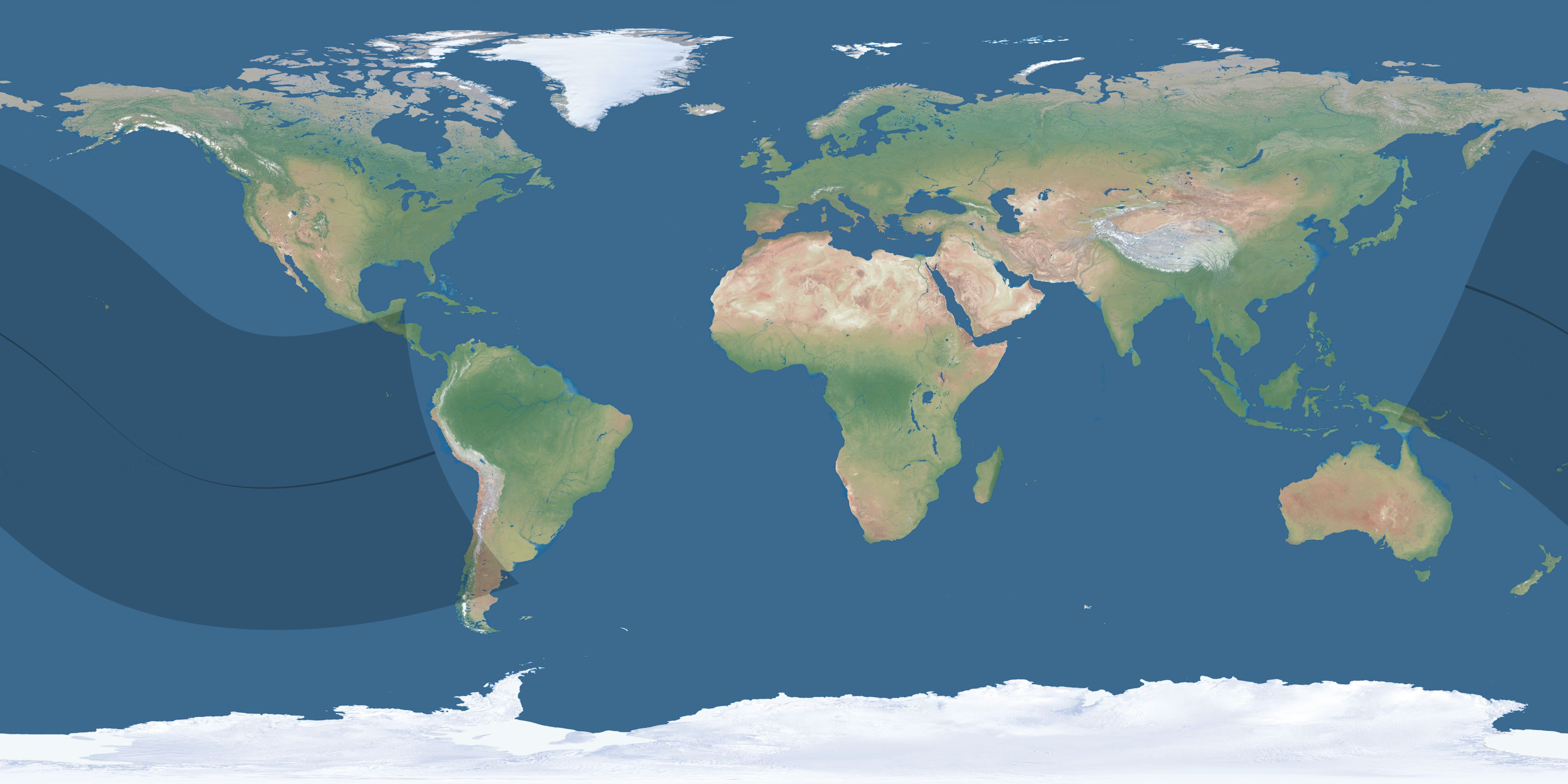 Map of the umbra and penumbra path of the solar eclipse of 11/15/2859