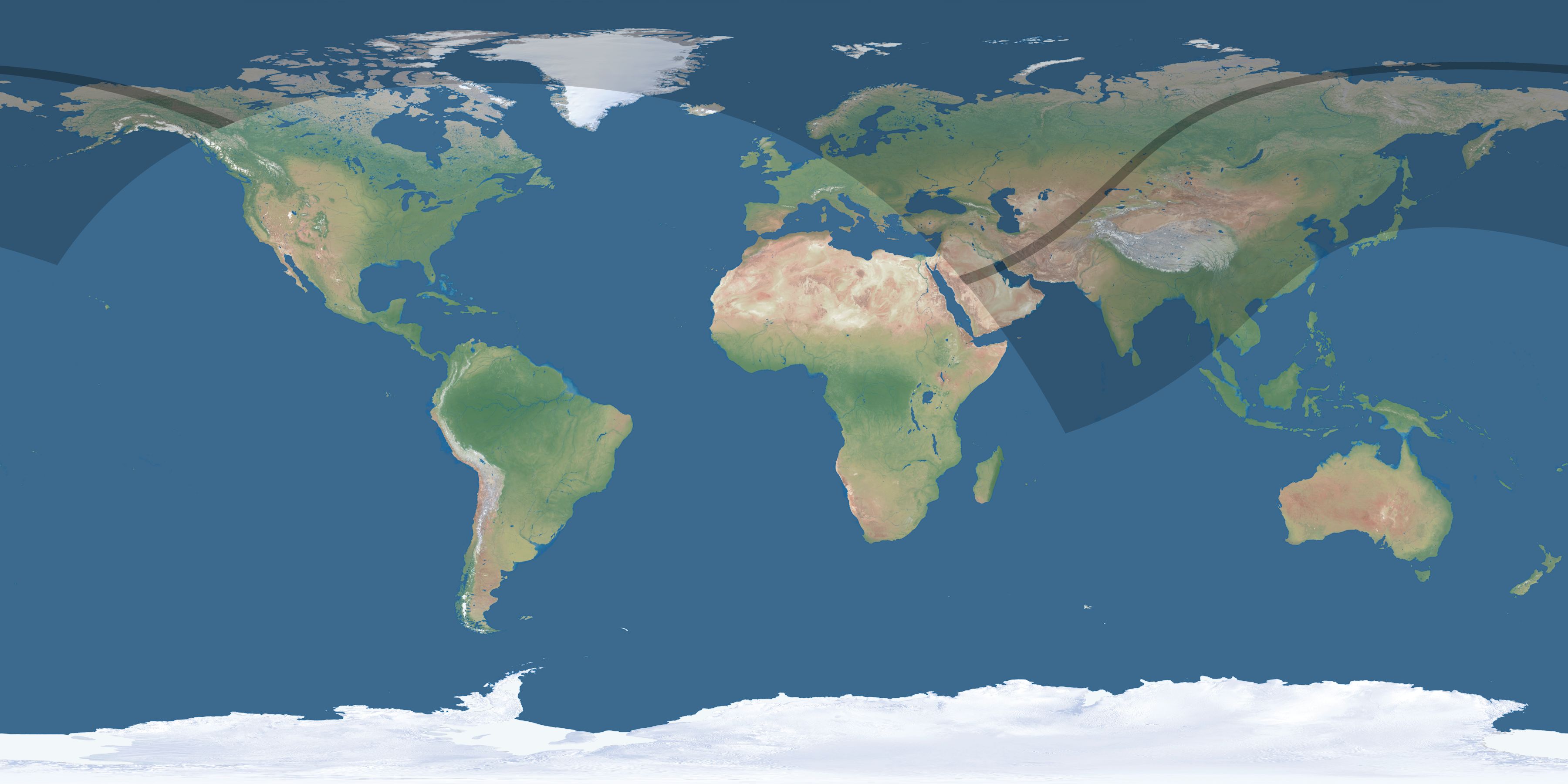 Map of the umbra and penumbra path of the solar eclipse of 05/12/2860