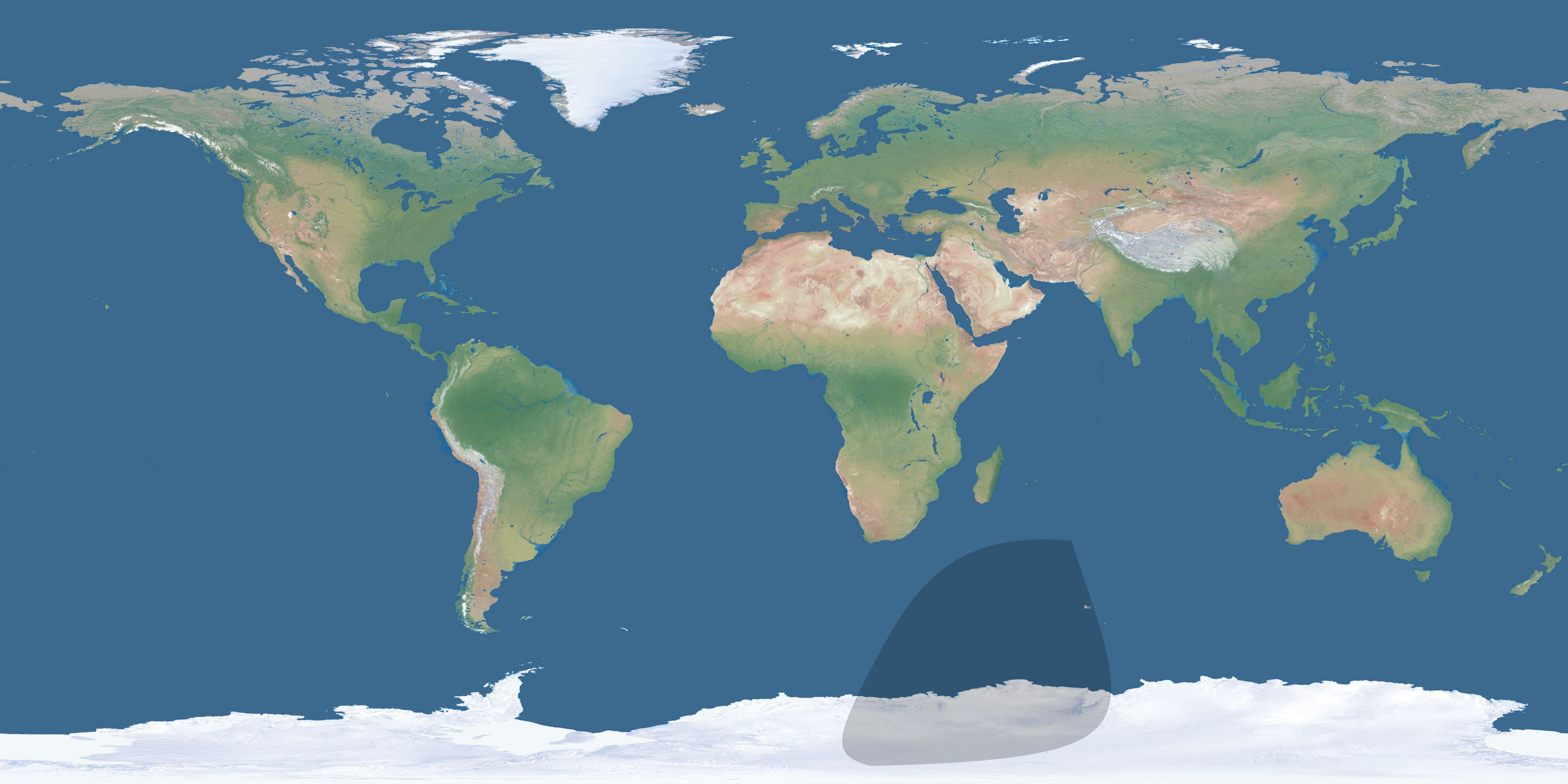 Map of the umbra and penumbra path of the solar eclipse of 04/01/2861