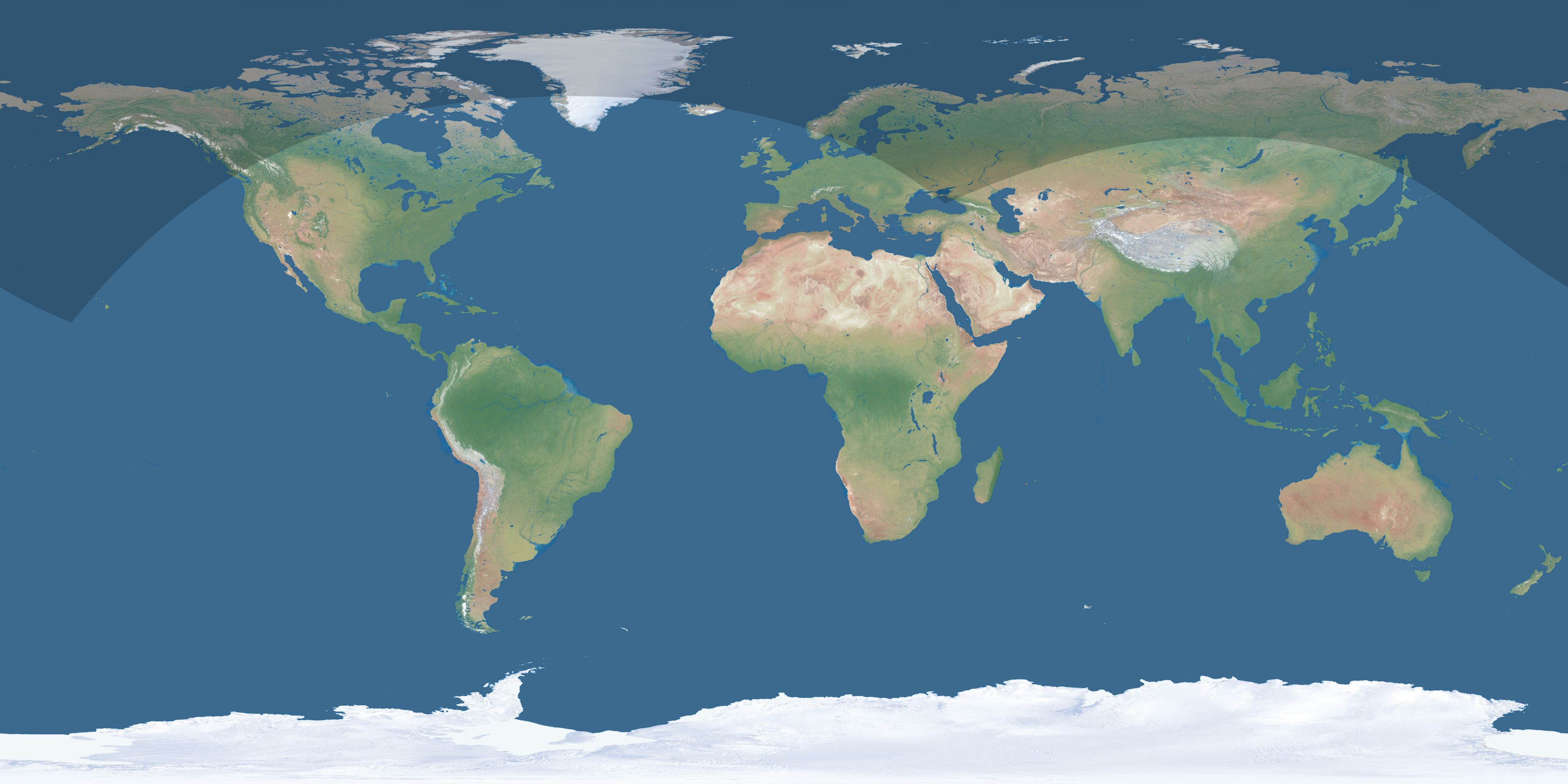 Map of the umbra and penumbra path of the solar eclipse of 07/14/2865