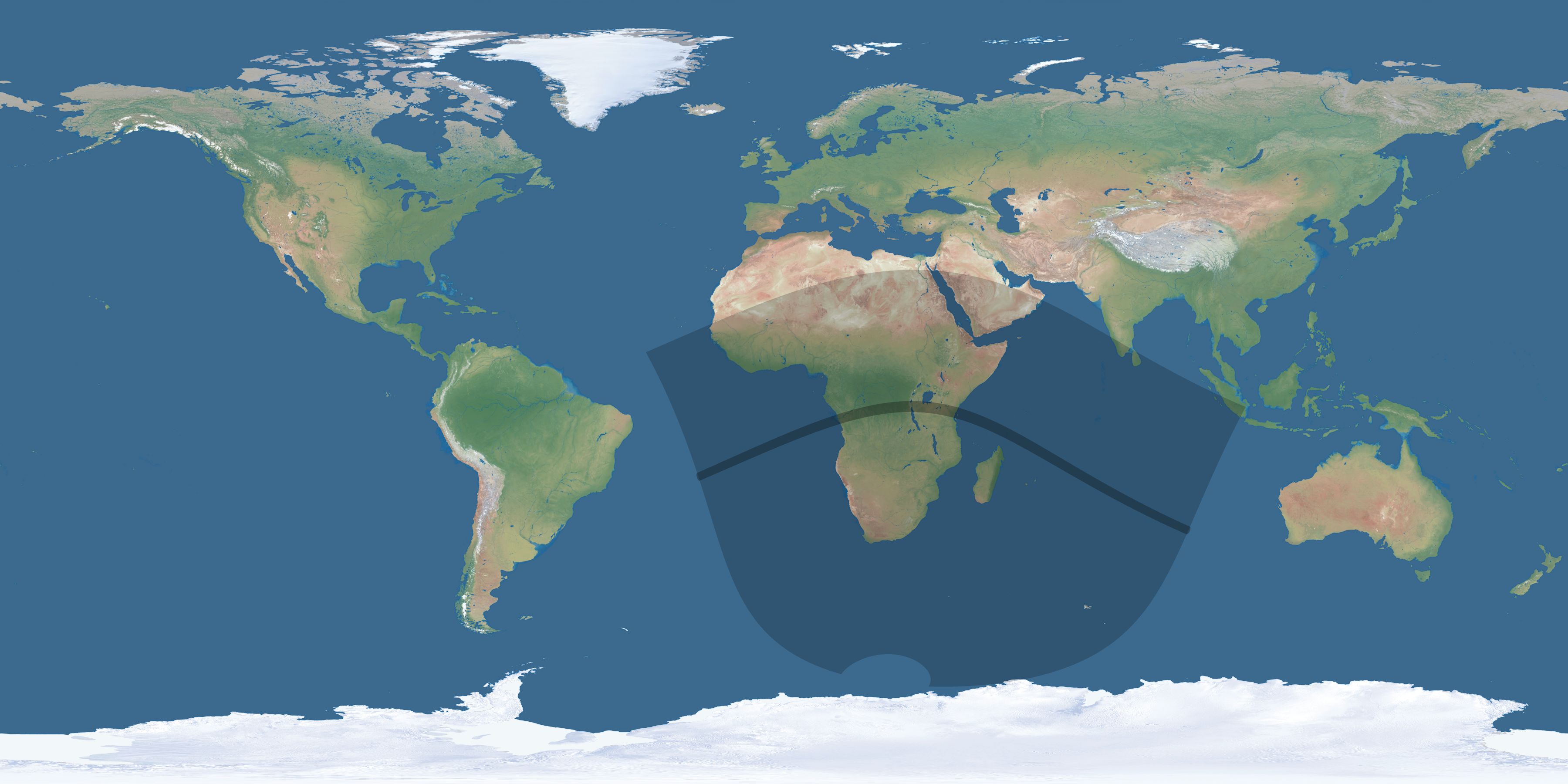 Map of the umbra and penumbra path of the solar eclipse of 06/23/2867