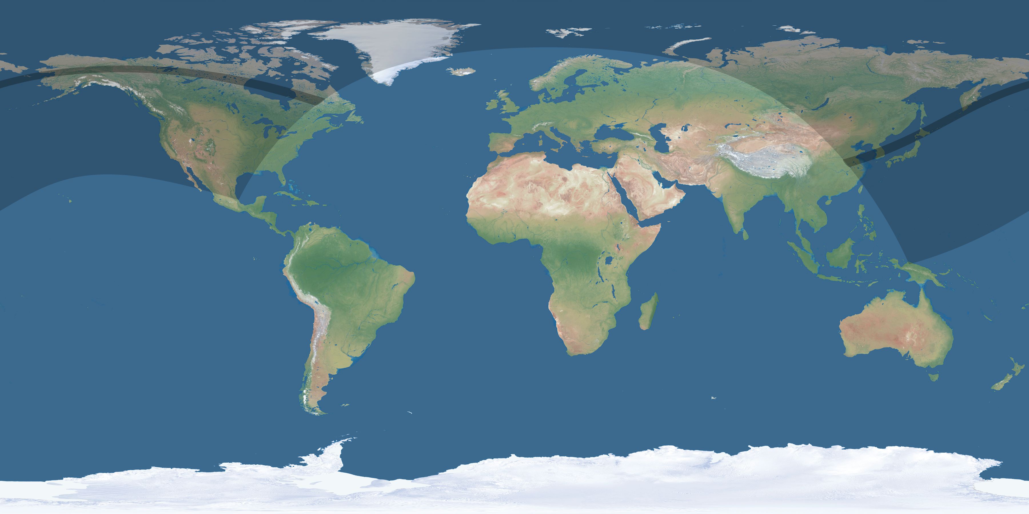 Map of the umbra and penumbra path of the solar eclipse of 05/02/2869