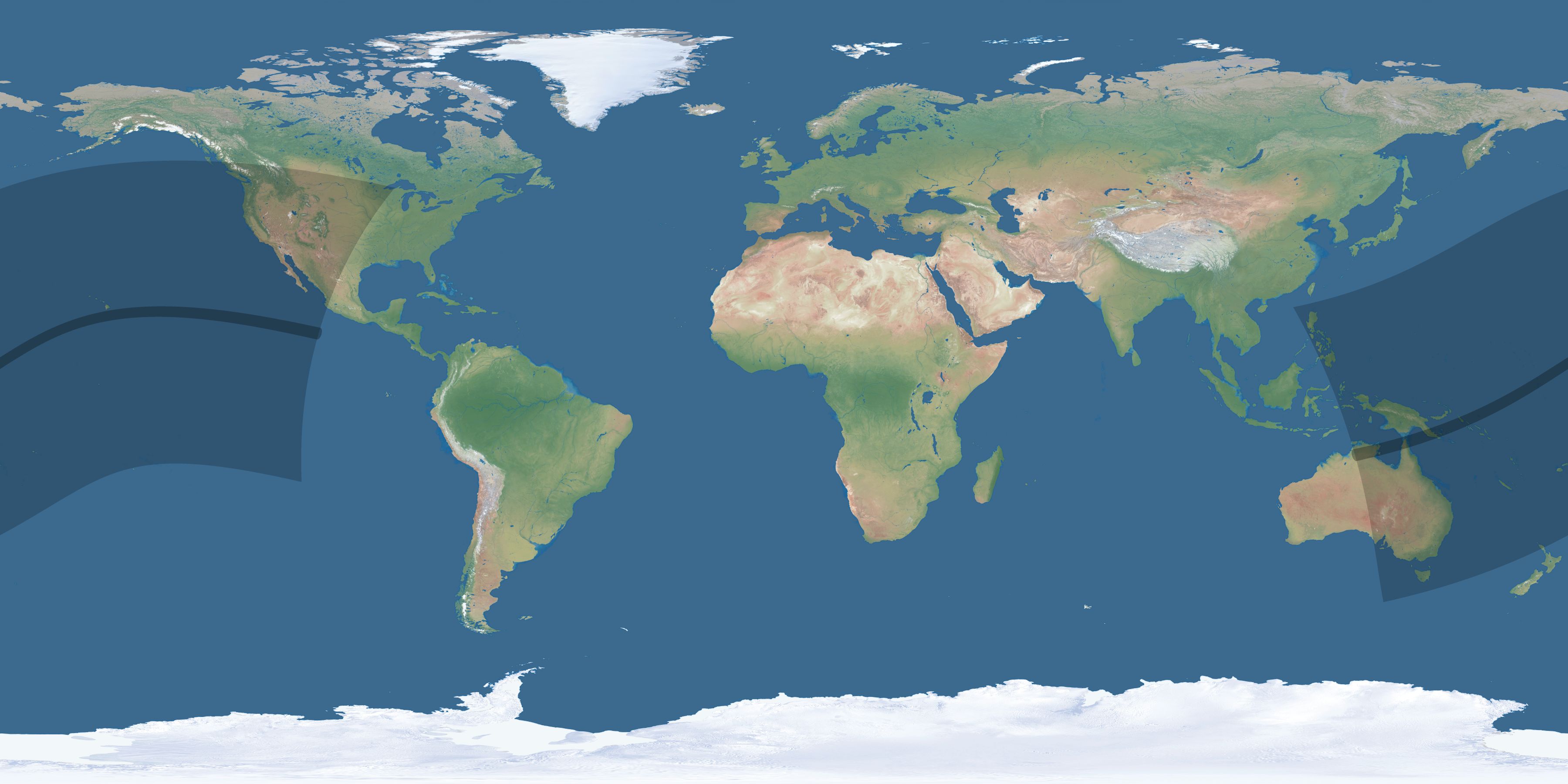 Map of the umbra and penumbra path of the solar eclipse of 04/22/2870