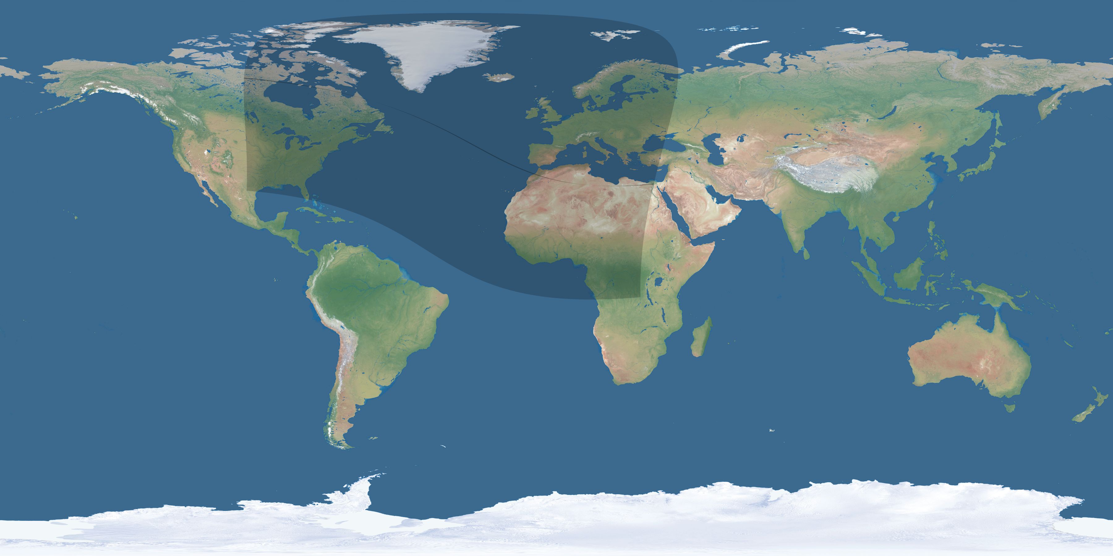 Map of the umbra and penumbra path of the solar eclipse of 10/05/2871