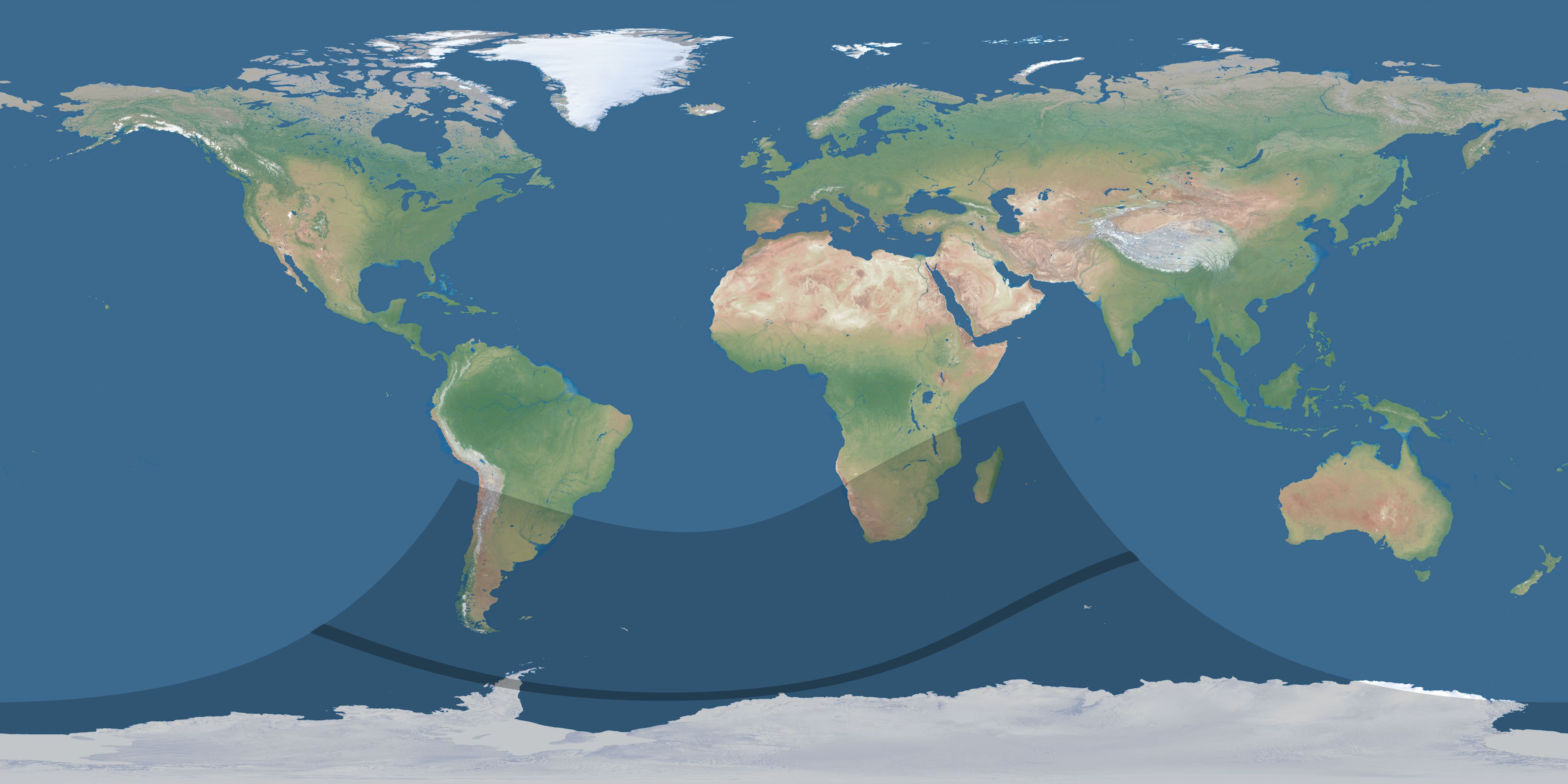 Map of the umbra and penumbra path of the solar eclipse of 01/28/2875