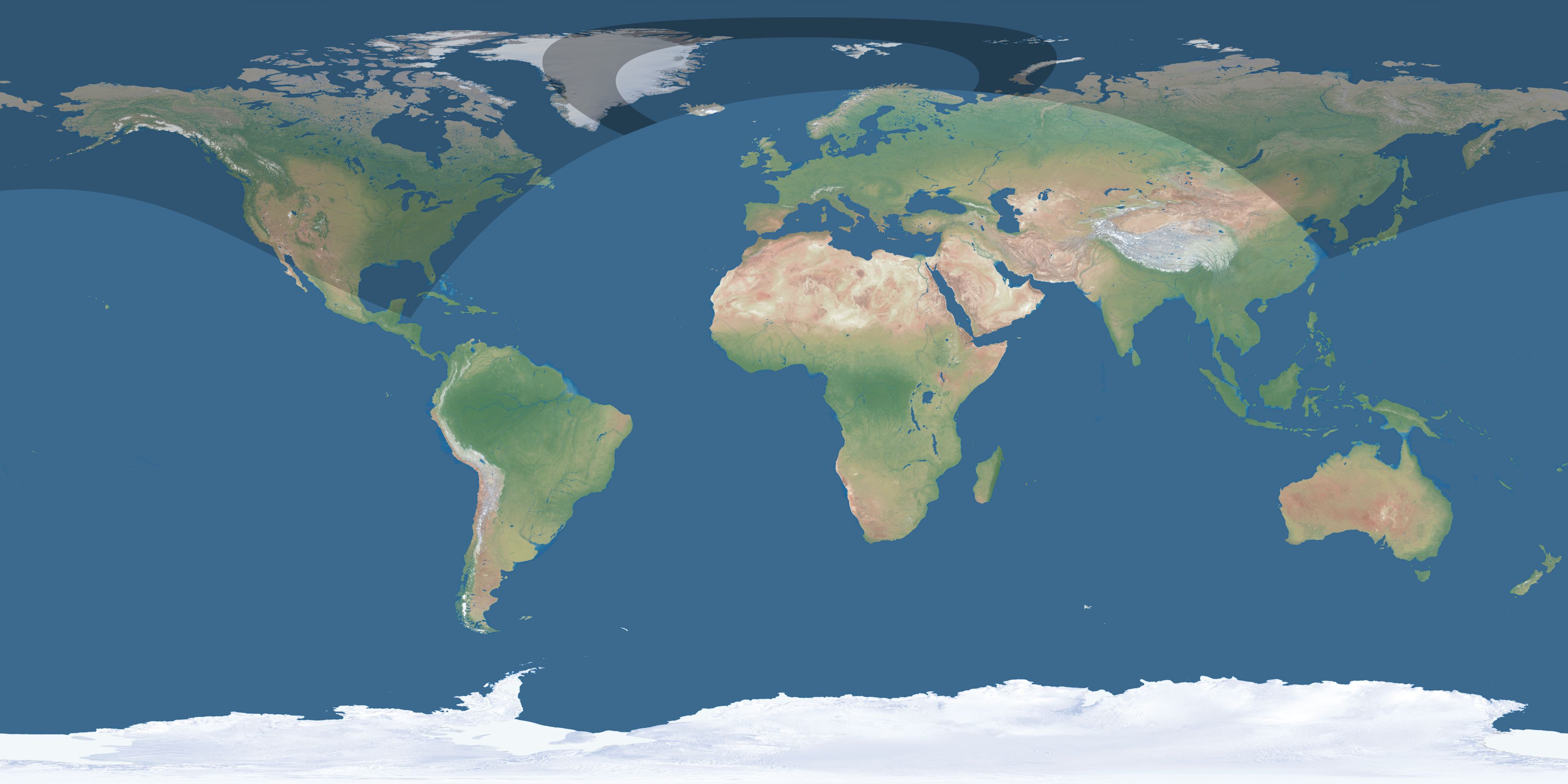Map of the umbra and penumbra path of the solar eclipse of 07/24/2875
