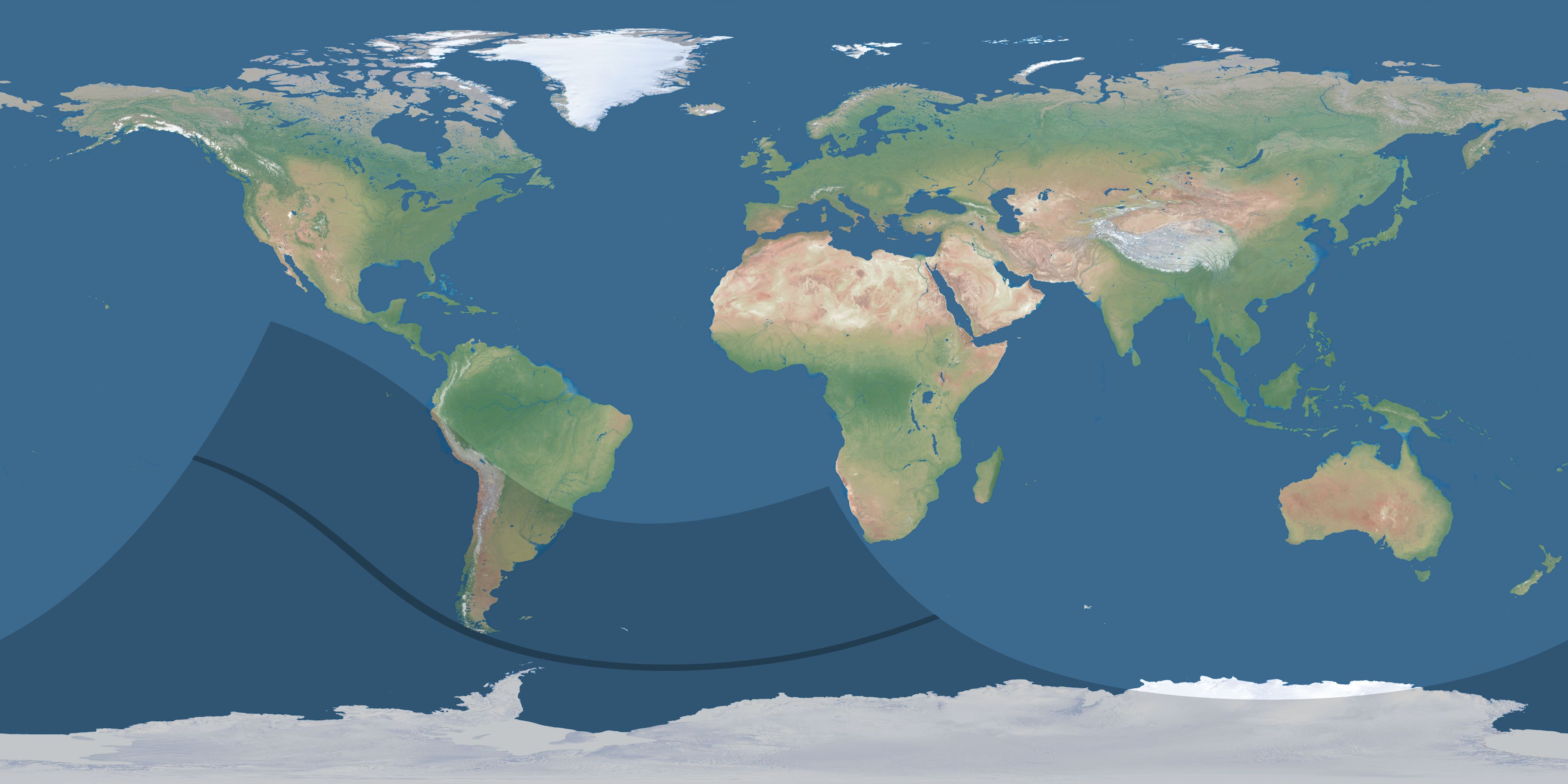 Map of the umbra and penumbra path of the solar eclipse of 11/15/2878