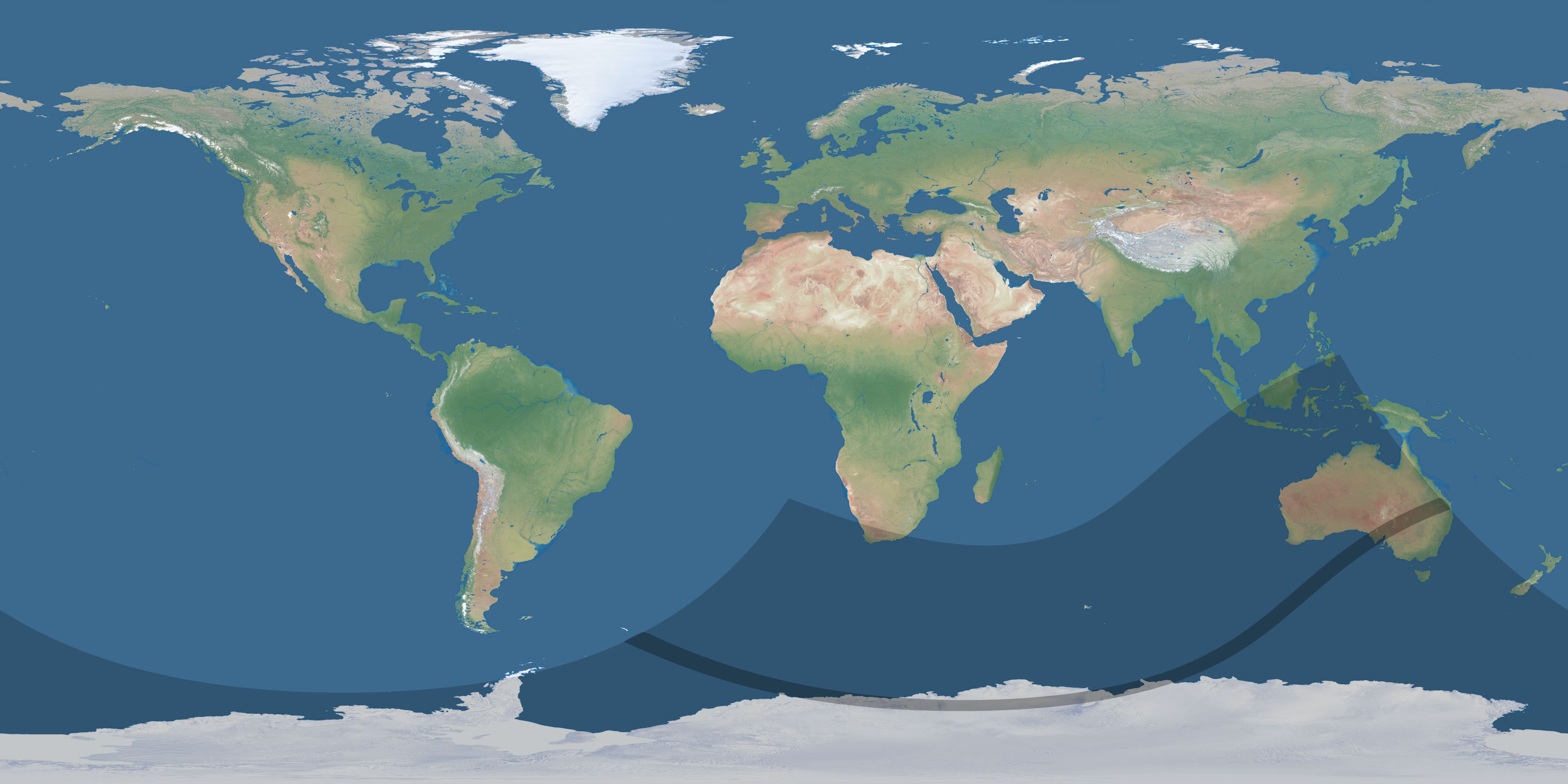 Map of the umbra and penumbra path of the solar eclipse of 01/19/2884
