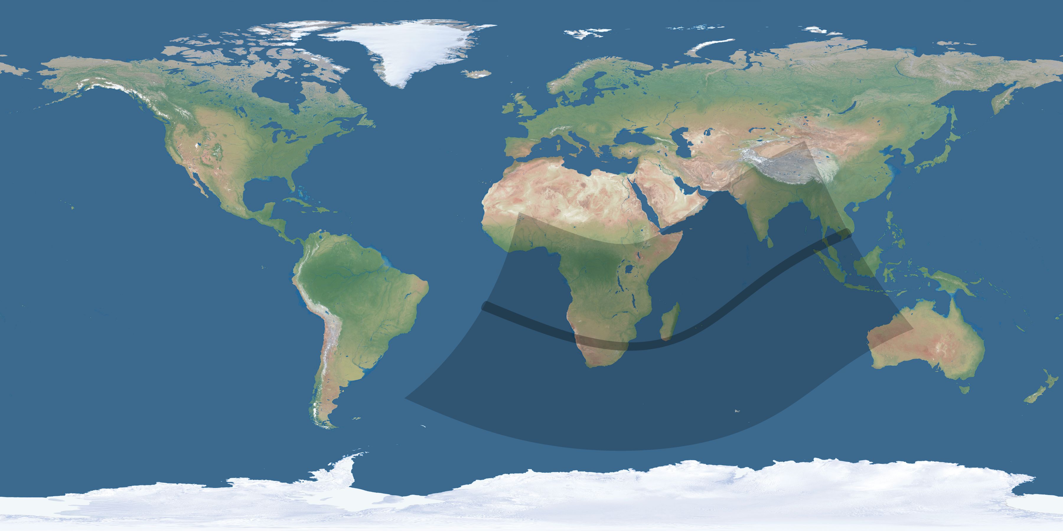 Map of the umbra and penumbra path of the solar eclipse of 01/07/2885