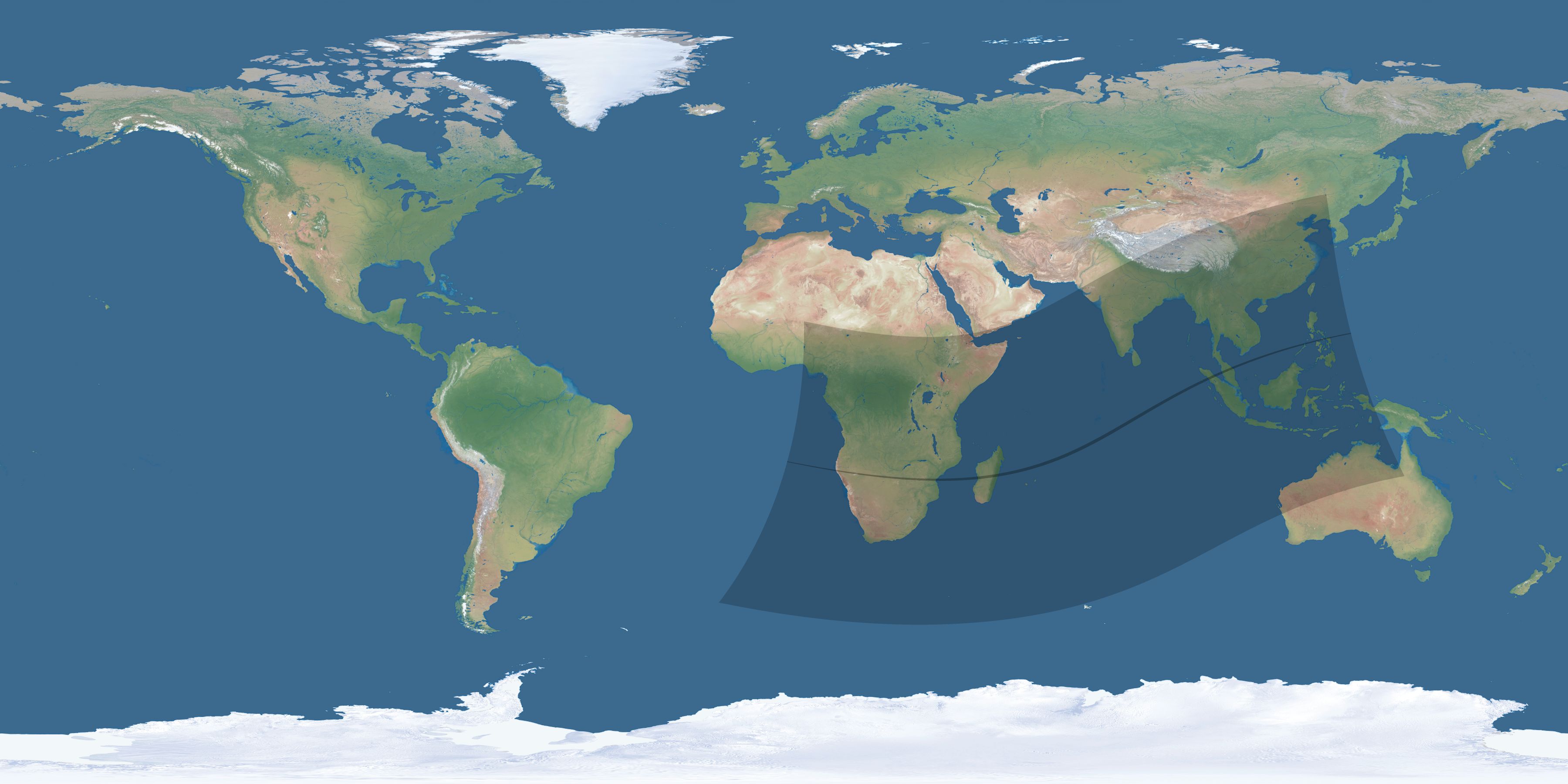 Map of the umbra and penumbra path of the solar eclipse of 02/19/2892