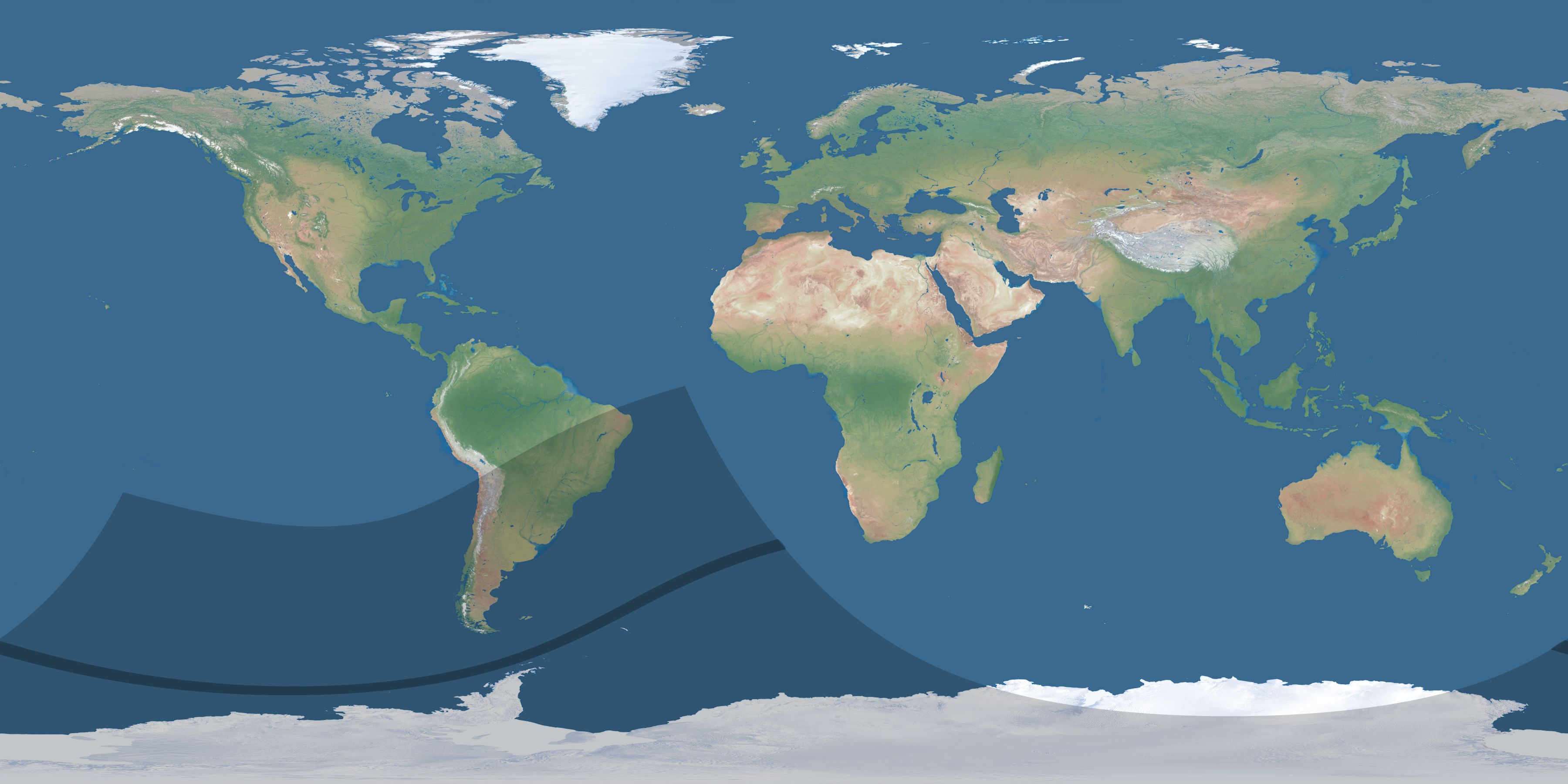 Map of the umbra and penumbra path of the solar eclipse of 02/07/2893