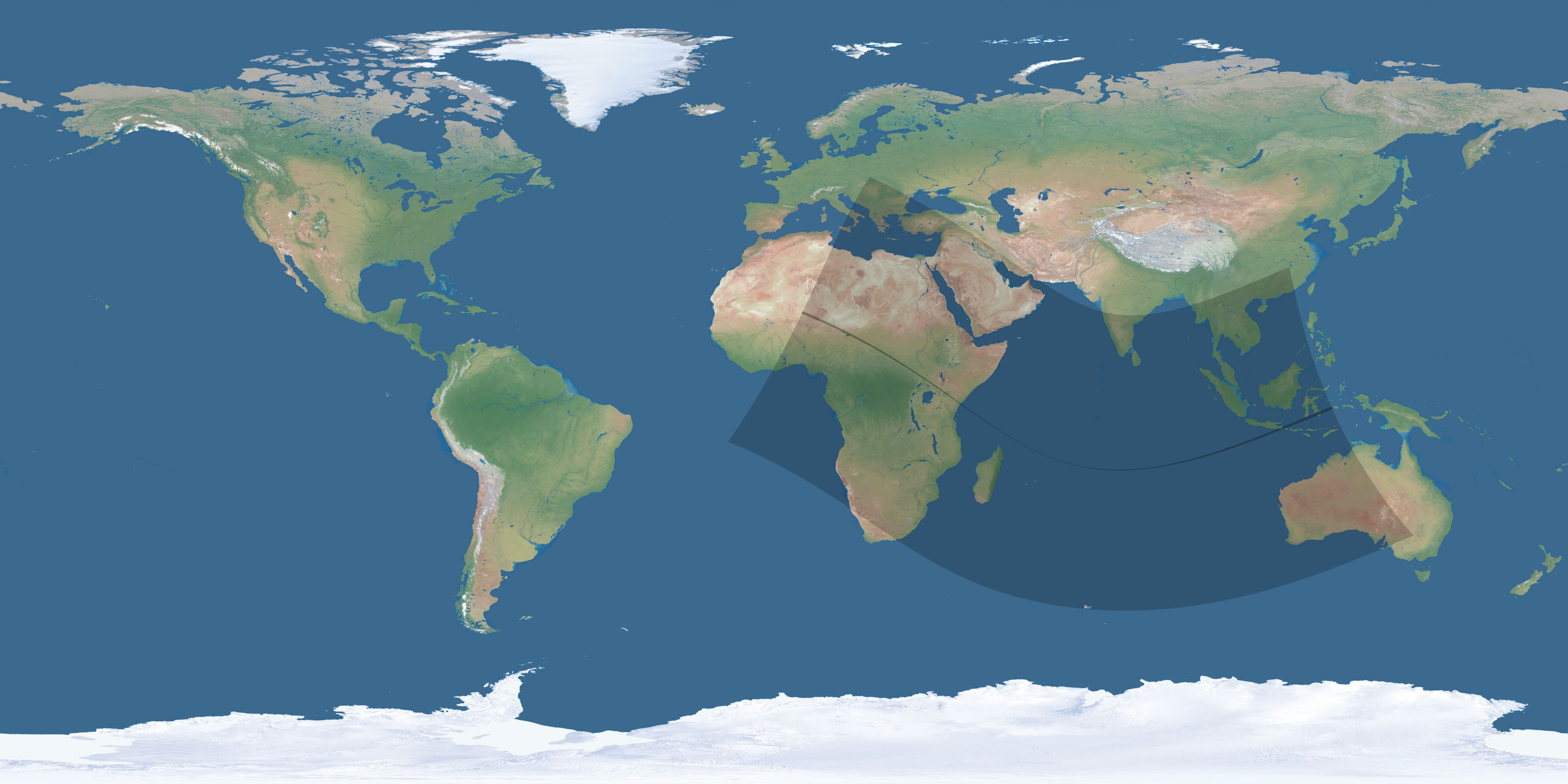 Map of the umbra and penumbra path of the solar eclipse of 12/07/2895